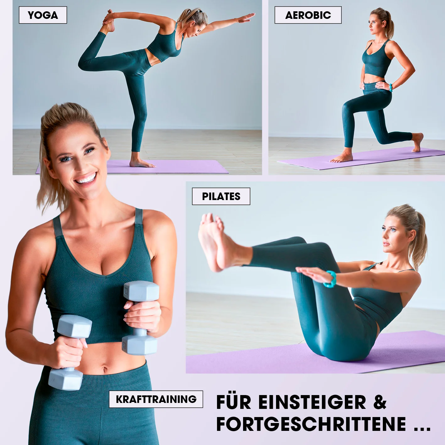 Fitness- und Gymnastikmatte - 183 x 61 x 1,5 cm - Lila - Image 6