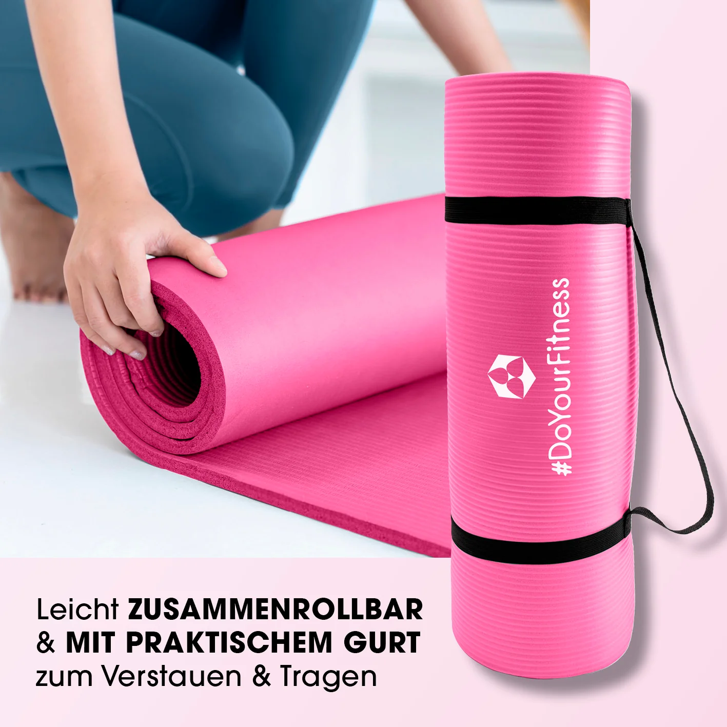 Fitness- und Gymnastikmatte - 183 x 61 x 1,5 cm - Pink - Image 5