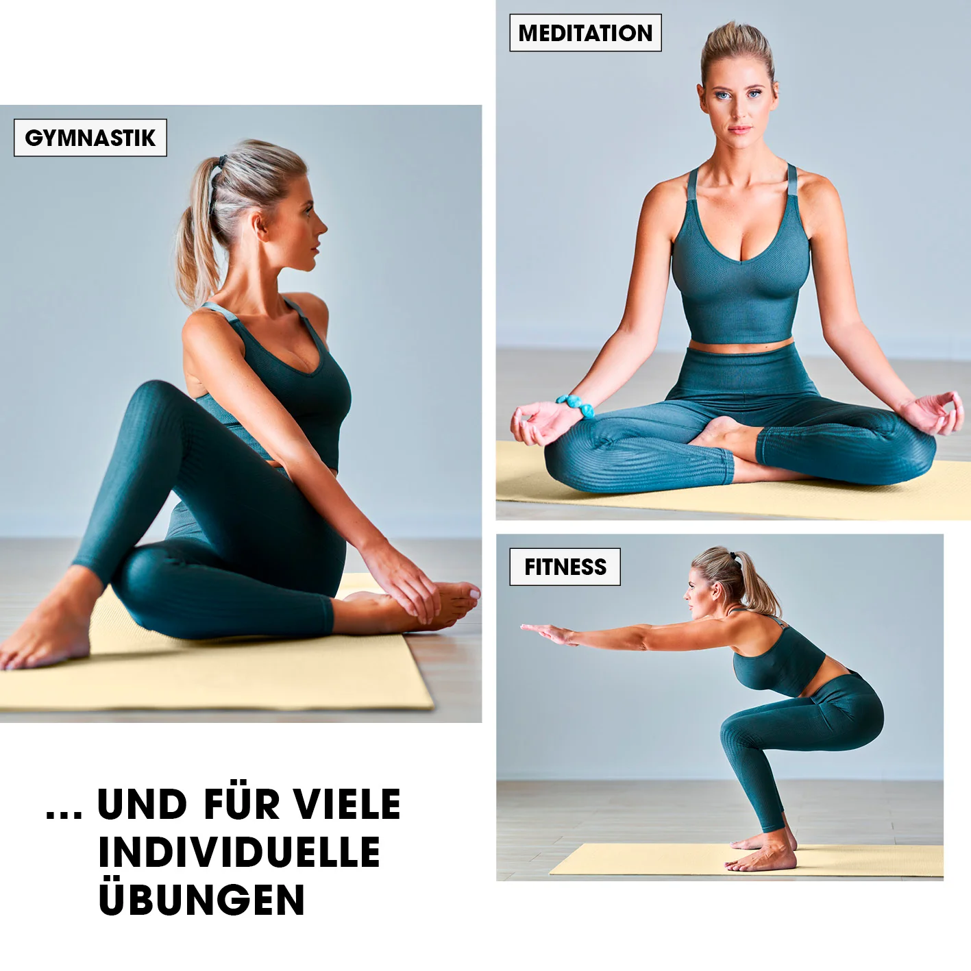 Fitness- und Gymnastikmatte - 190 x 100 x 1 cm - Hell Beige - Image 7