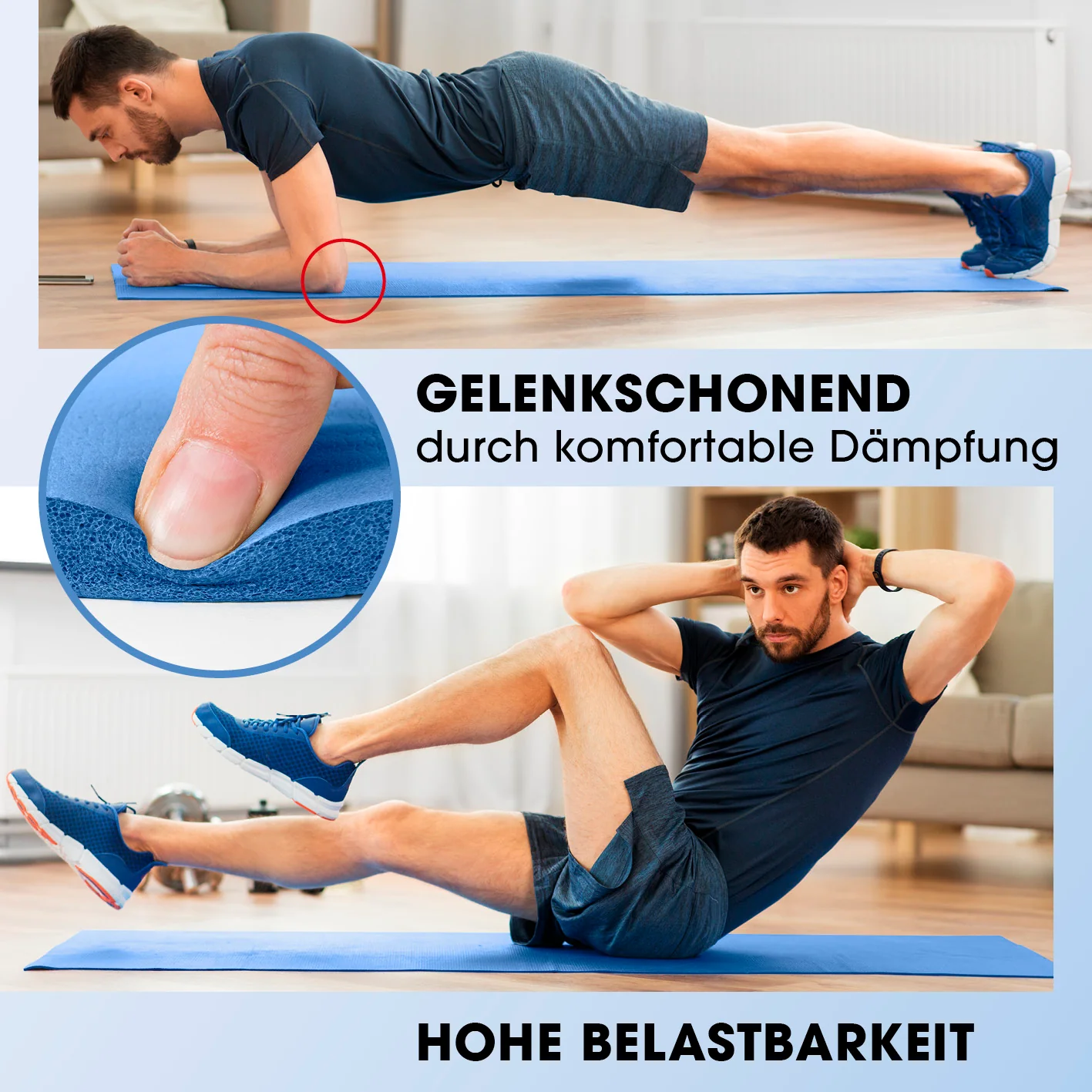 Fitness- und Gymnastikmatte - 183 x 61 x 1,5 cm - Blau - Image 4