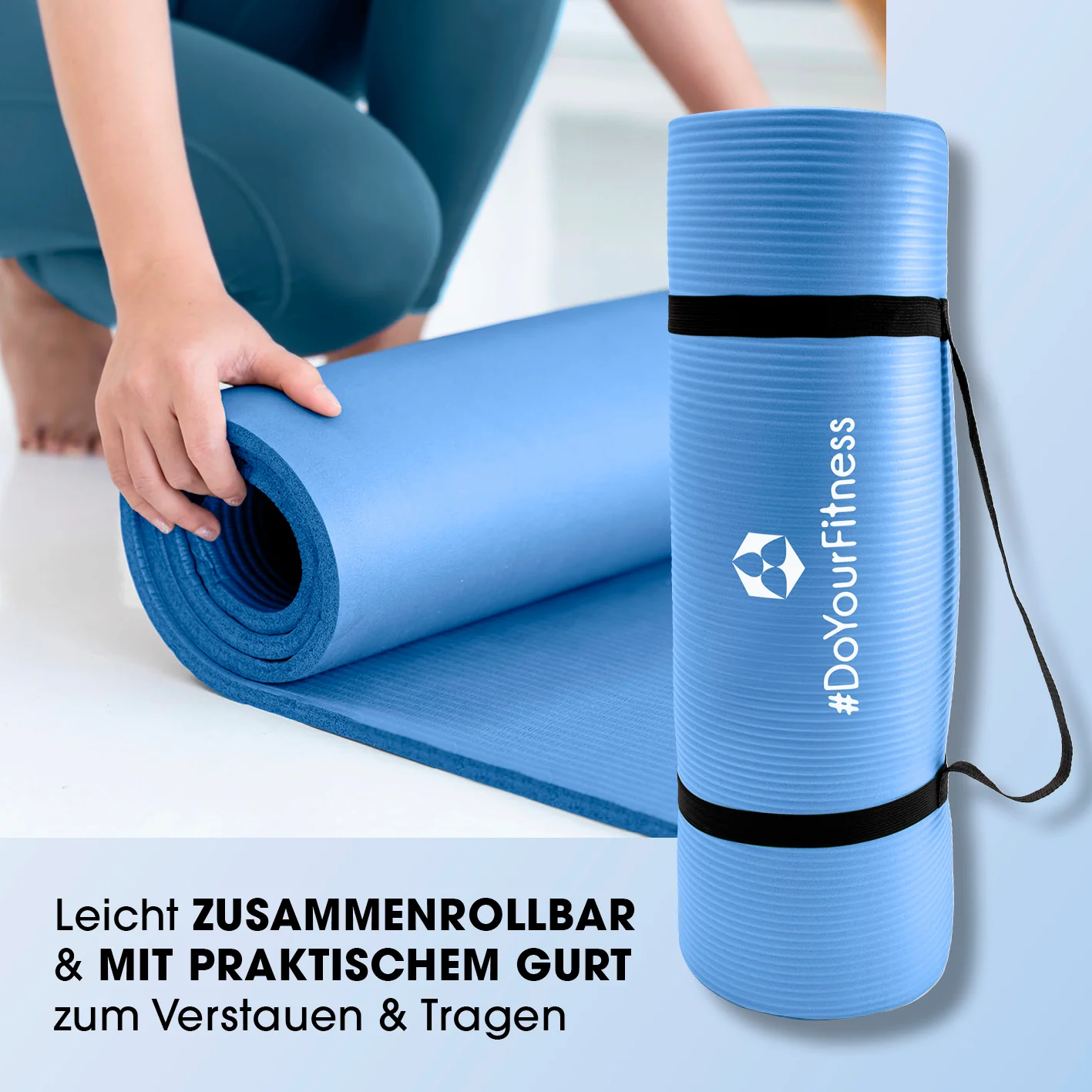 Fitness- und Gymnastikmatte - 183 x 61 x 1,5 cm - Blau - Image 5