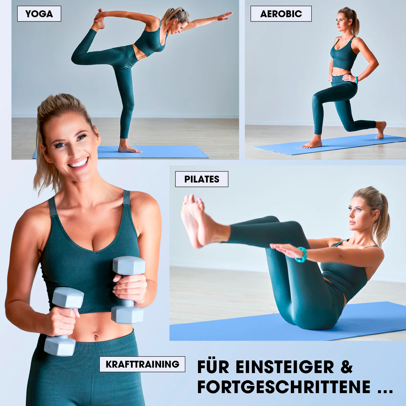 Fitness- und Gymnastikmatte - 183 x 61 x 1,5 cm - Blau - Image 6