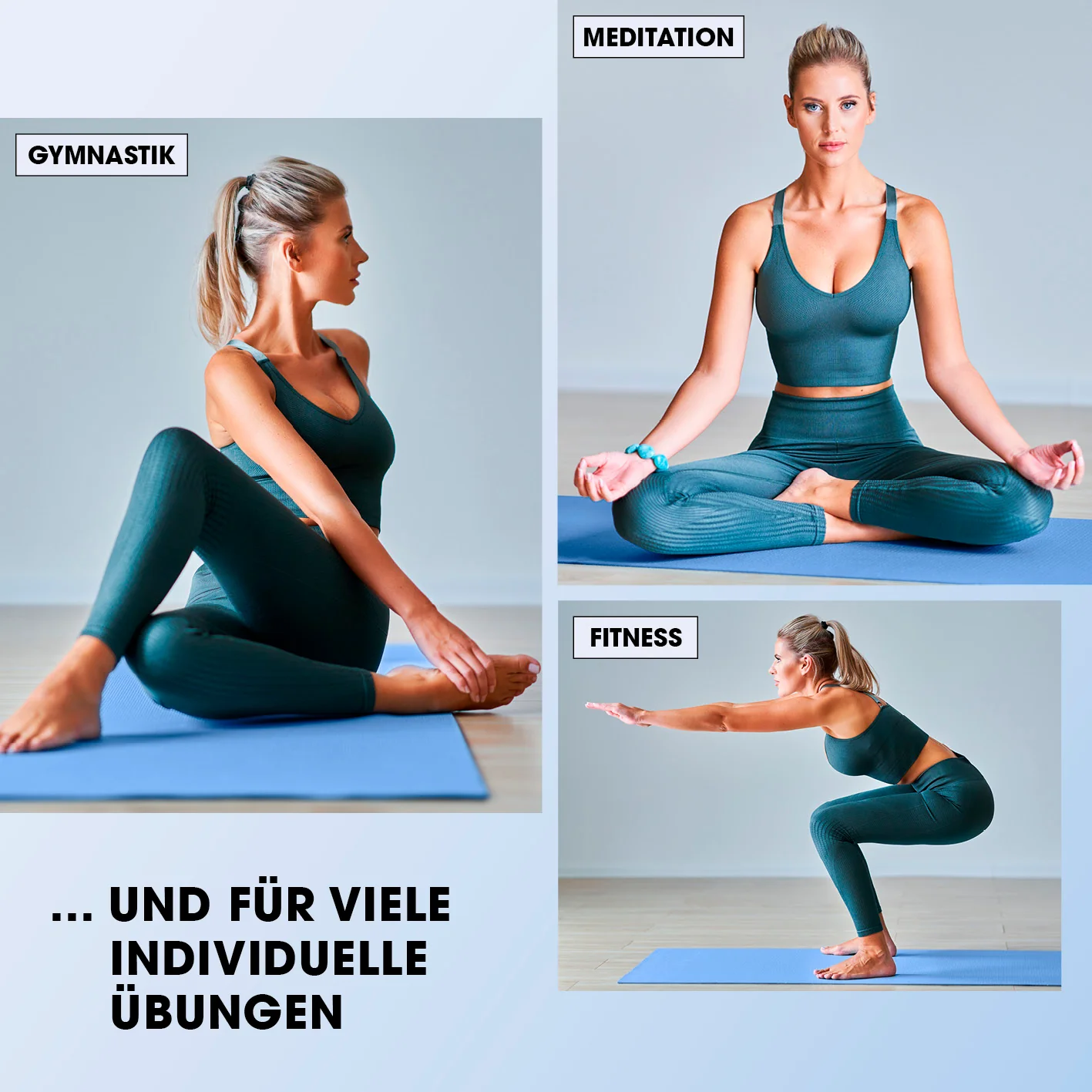 Fitness- und Gymnastikmatte - 183 x 61 x 1,5 cm - Blau - Image 7