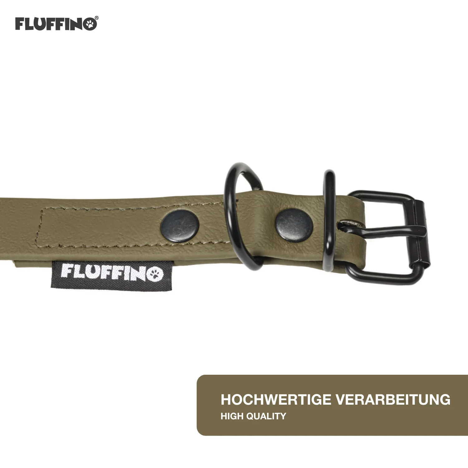 Hundehalsband aus BioThane - 5-Fach verstellbare - Größe L - Halsumfang 44 - 54 cm - Oliv - Image 2