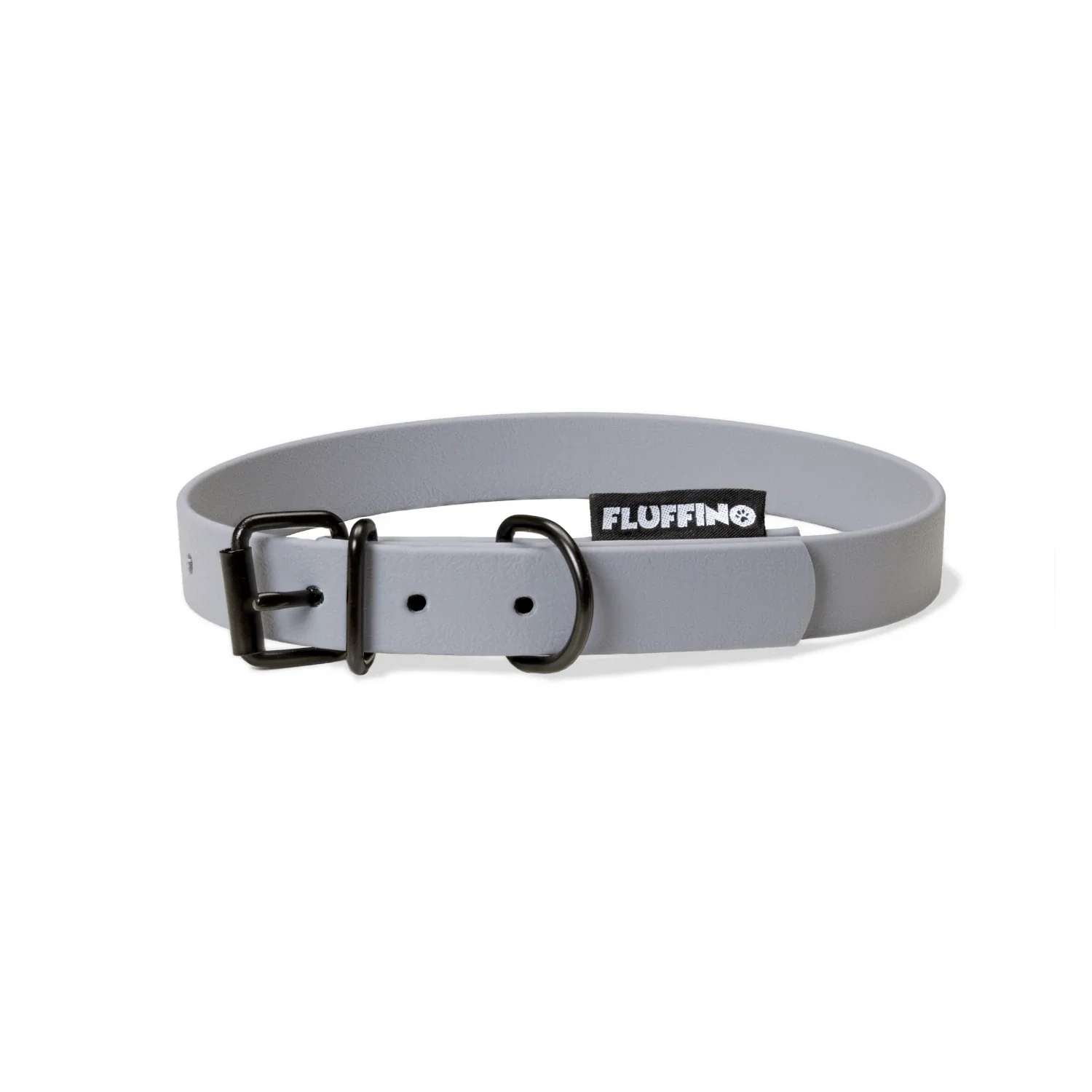 Hundehalsband aus BioThane - 5-Fach verstellbare - Größe M - Halsumfang 37 - 45 cm - Grau