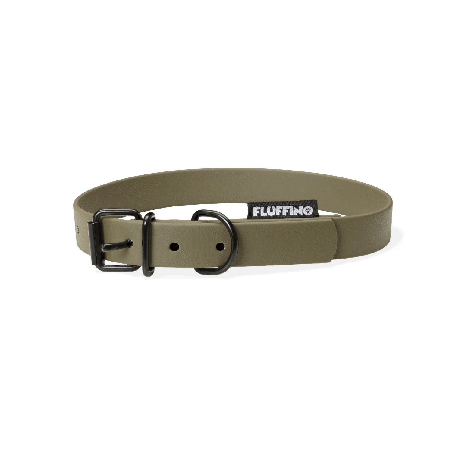 Hundehalsband aus BioThane - 5-Fach verstellbare - Größe M - Halsumfang 37 - 45 cm - Oliv