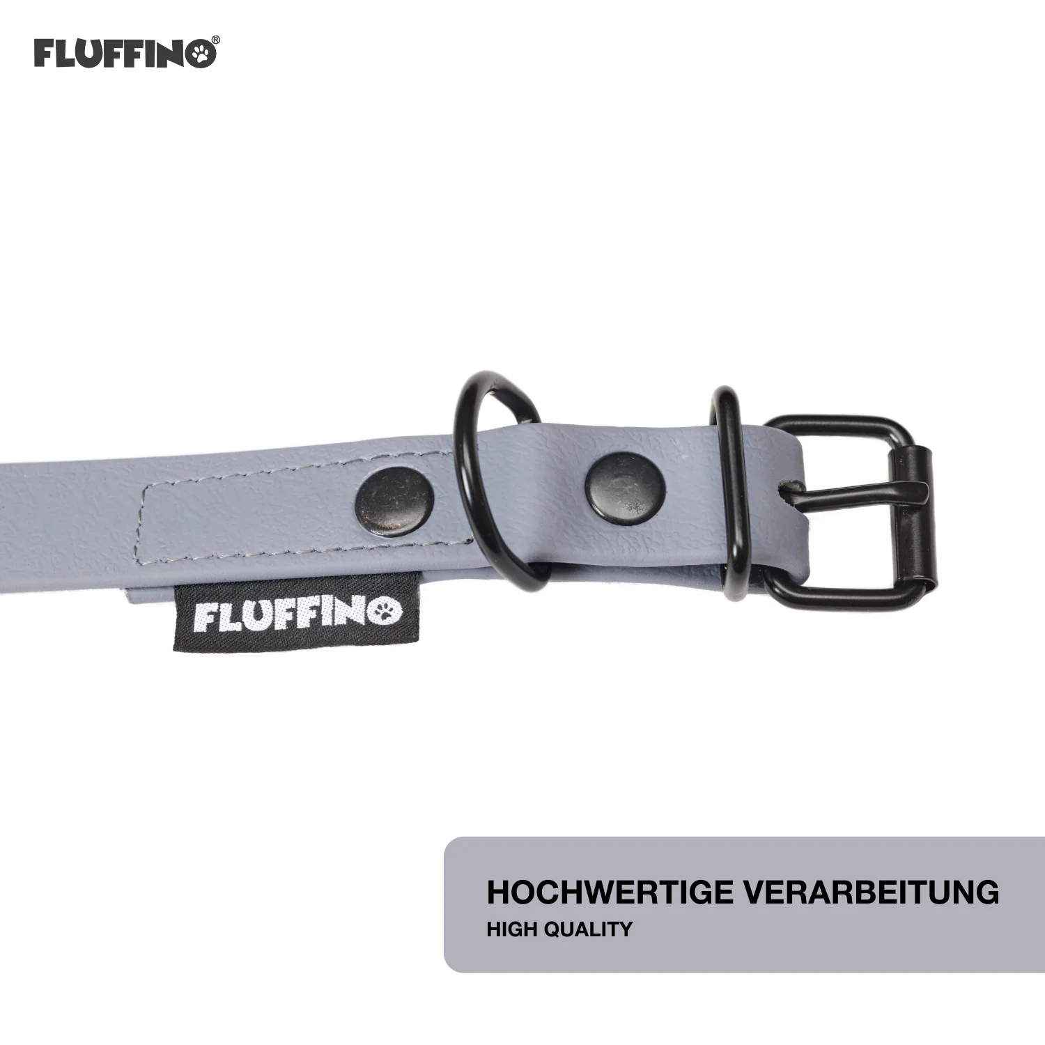 Hundehalsband aus BioThane - 5-Fach verstellbare - Größe S - Halsumfang 27 - 34 cm - Grau - Image 2