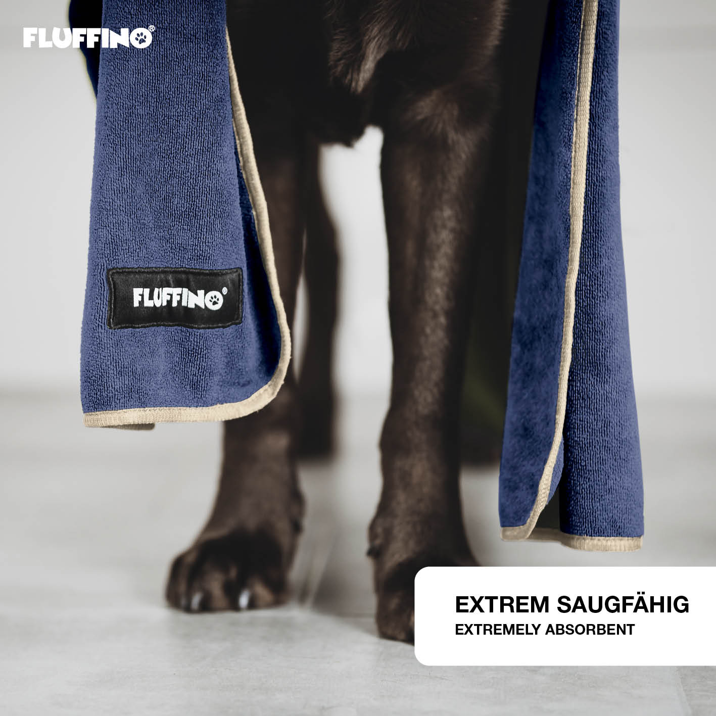 Hundehandtuch Mikrofaser – 2er-Pack - 120 x 70 cm - Beige & Blau - Image 2