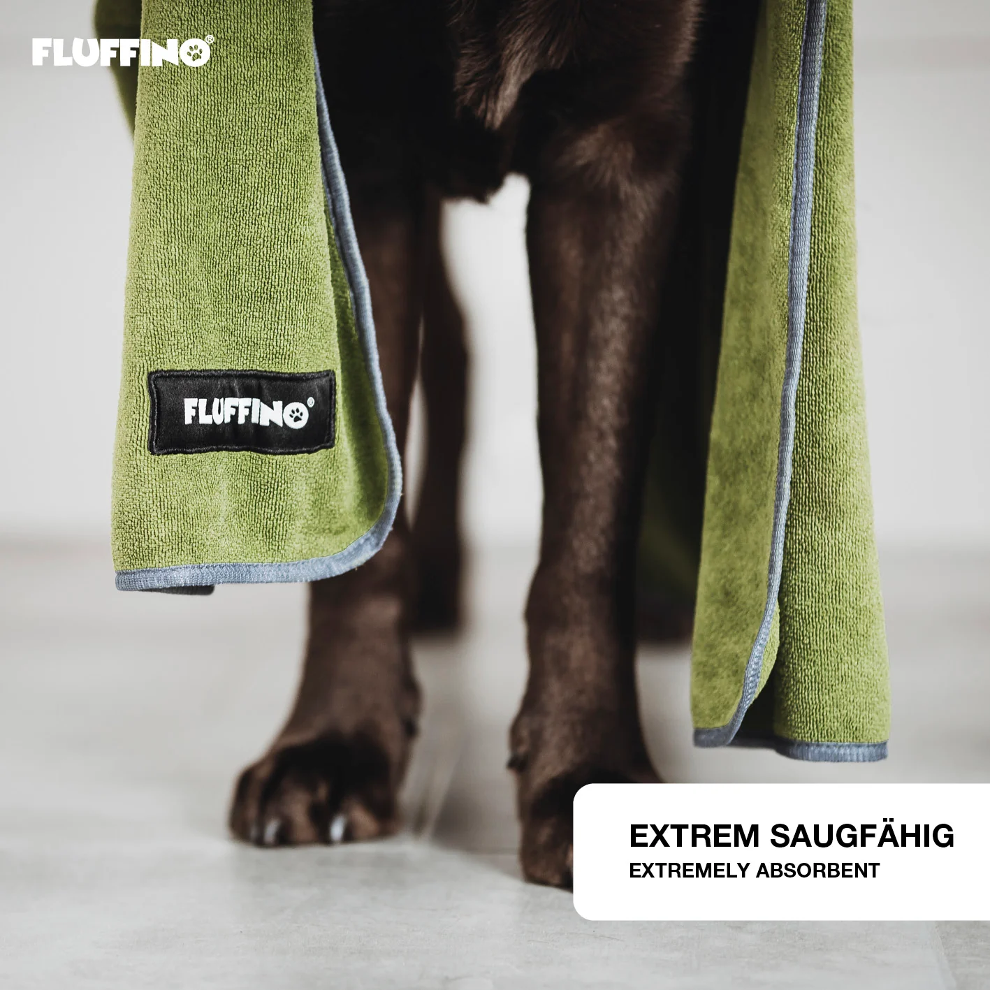 Hundehandtuch Mikrofaser – 2er-Pack - 90 x 50 cm - Grau & Grün - Image 3