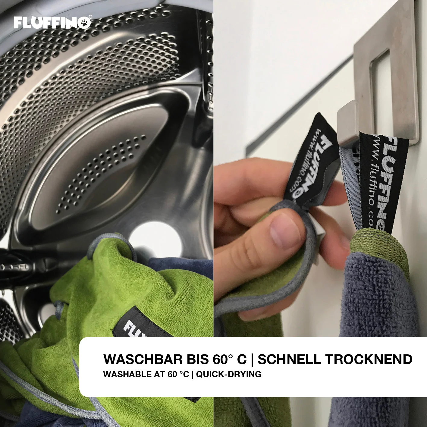 Hundehandtuch Mikrofaser – 2er-Pack - 90 x 50 cm - Grau & Grün - Image 5