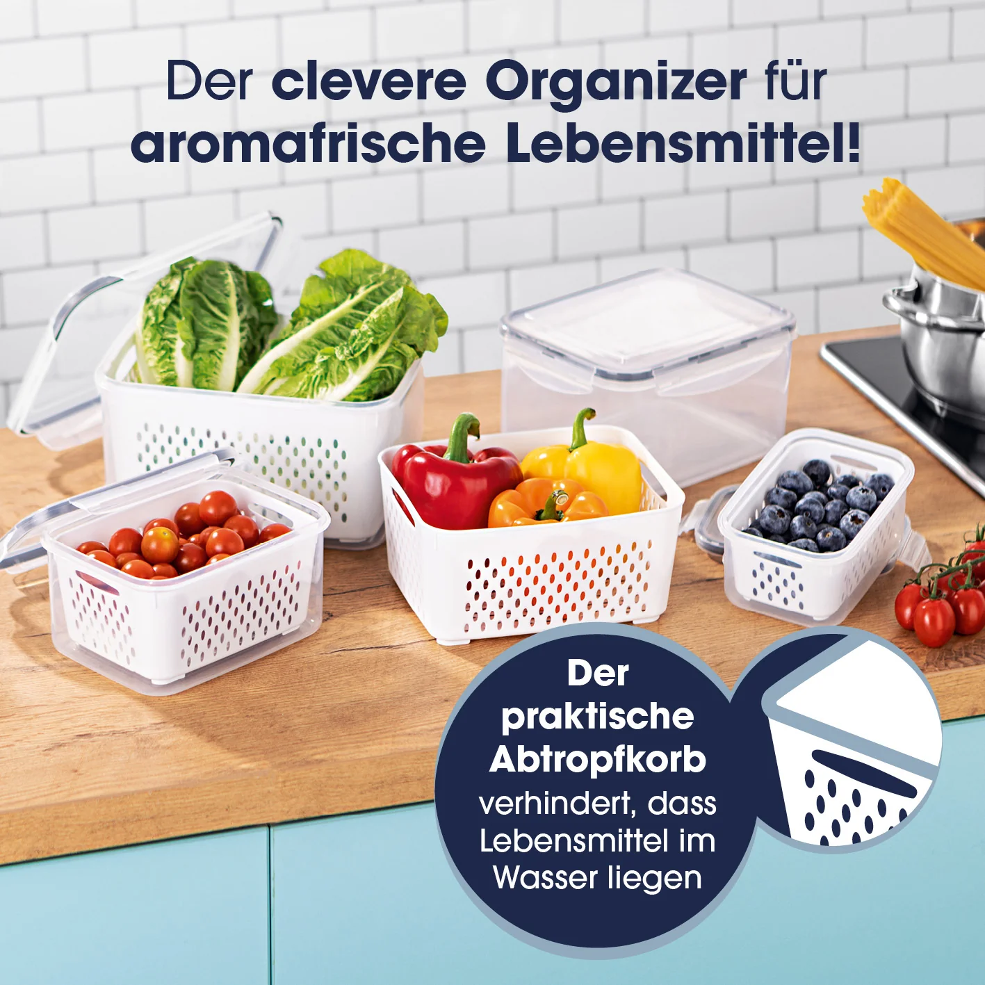 Frischhaltedosen für Kühlschrank mit Abtropfsieb - Image 2