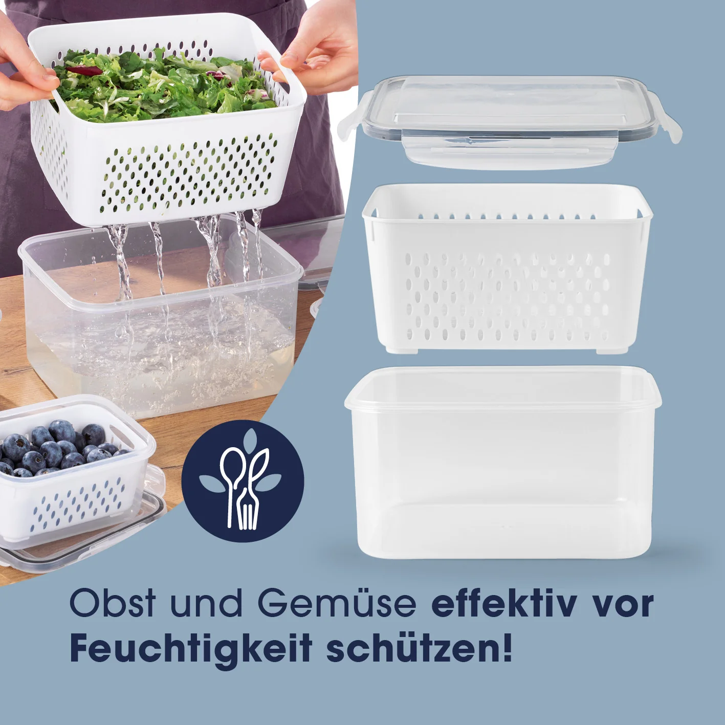 Frischhaltedosen für Kühlschrank mit Abtropfsieb - Image 3