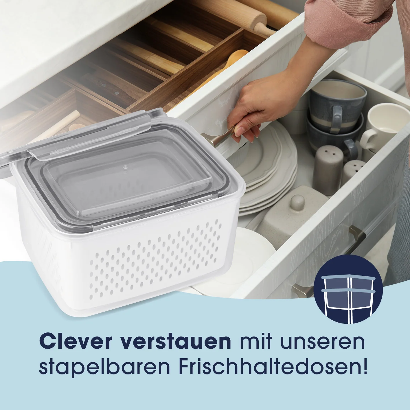 Frischhaltedosen für Kühlschrank mit Abtropfsieb - Image 6