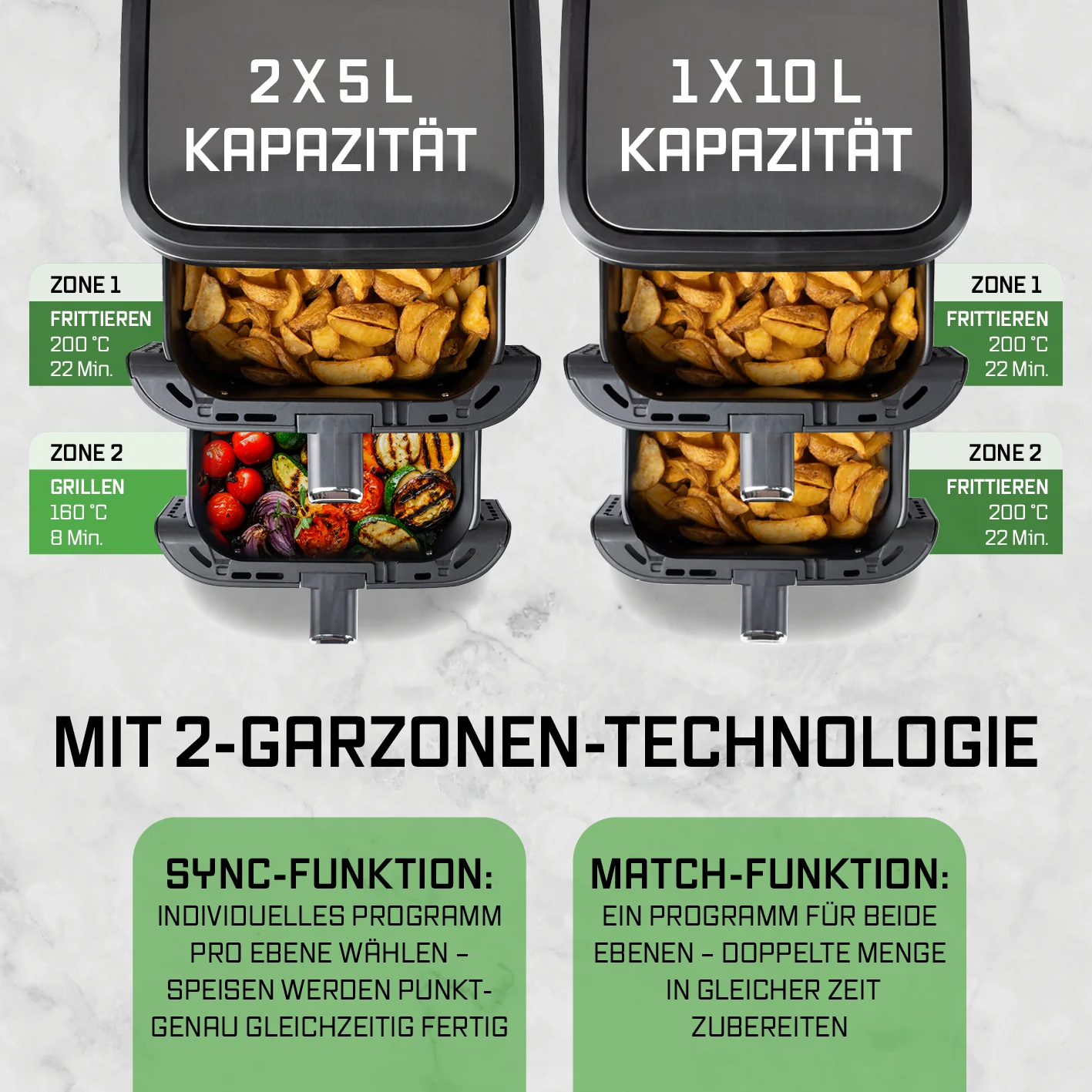 FryUp Vertikale Doppelkammer-Heißluftfritteuse 2x 5 L - Image 3