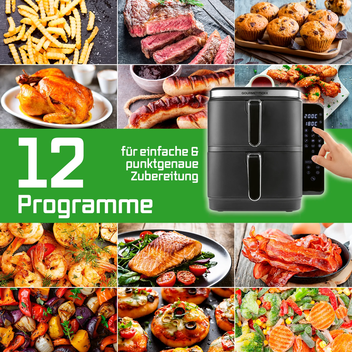 FryUp Vertikale Doppelkammer-Heißluftfritteuse 2x 5 L - Image 8