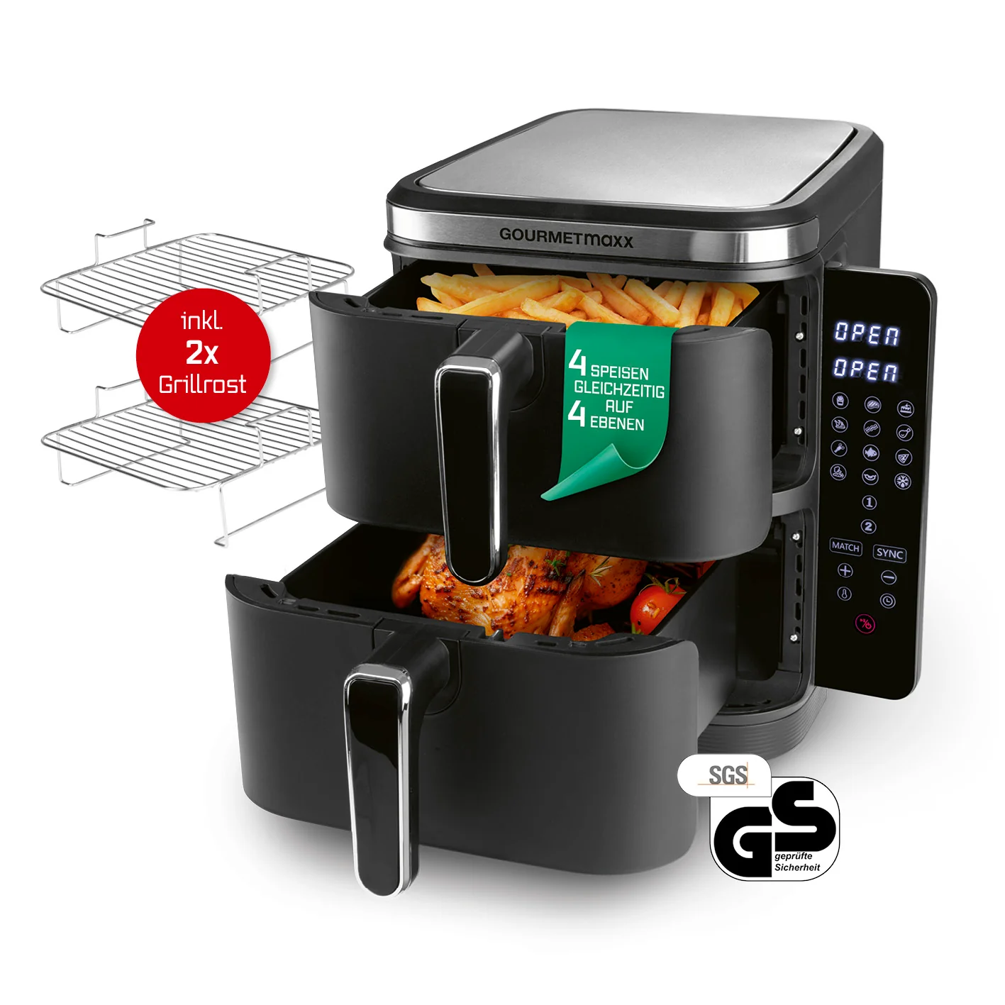 FryUp Vertikale Doppelkammer-Heißluftfritteuse - 2x 5 l - Image 10