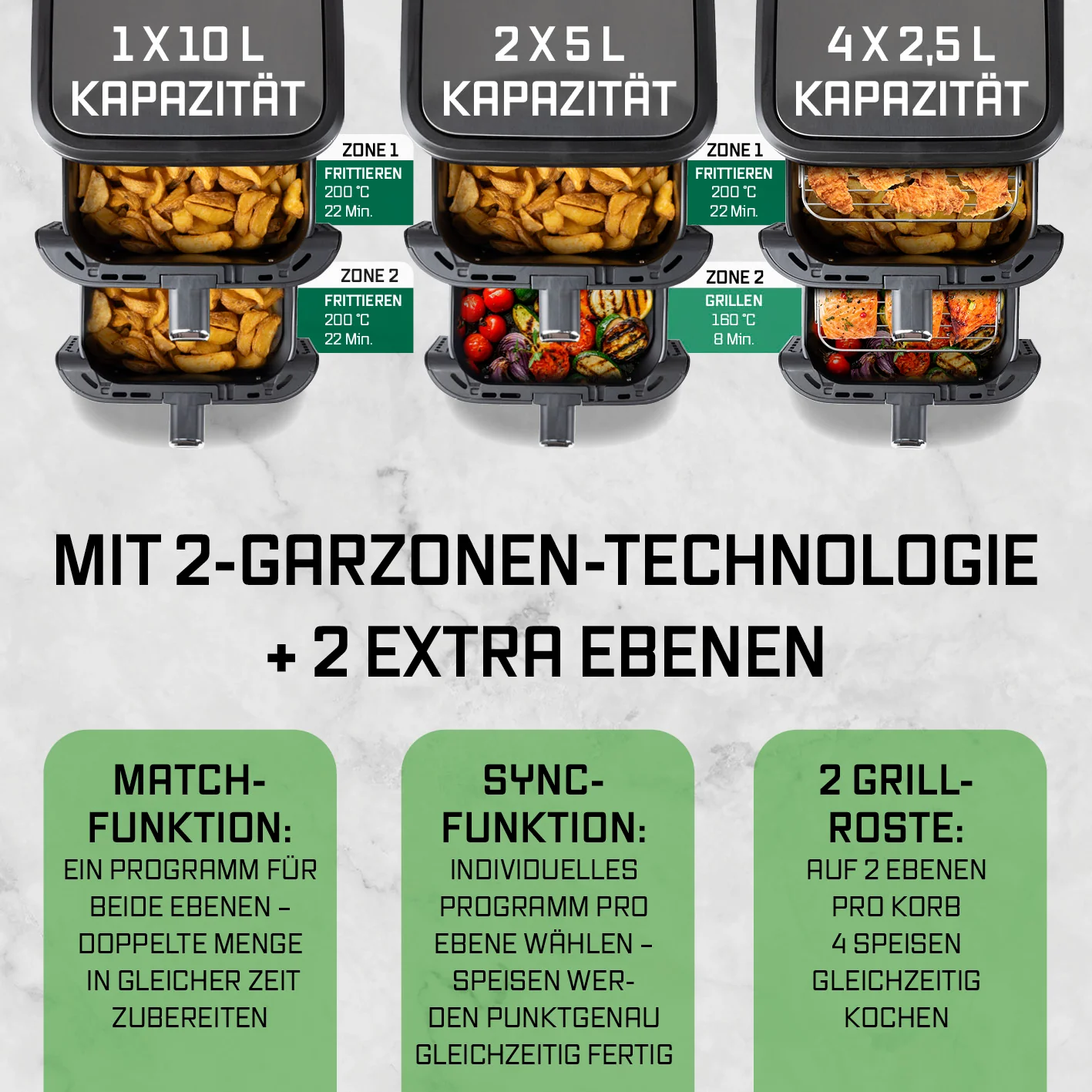 FryUp Vertikale Doppelkammer-Heißluftfritteuse - 2x 5 l - Image 4
