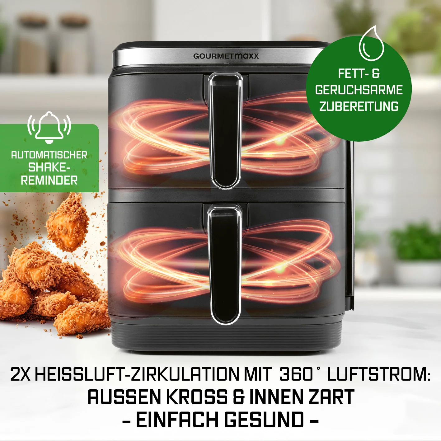 FryUp Vertikale Doppelkammer-Heißluftfritteuse - 2x 5 l - Image 5
