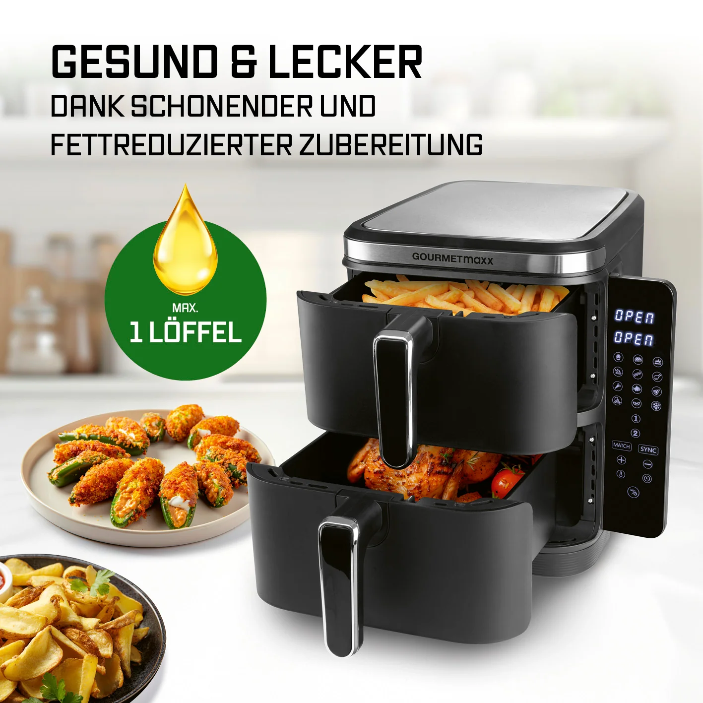 FryUp Vertikale Doppelkammer-Heißluftfritteuse - 2x 5 l - Image 8
