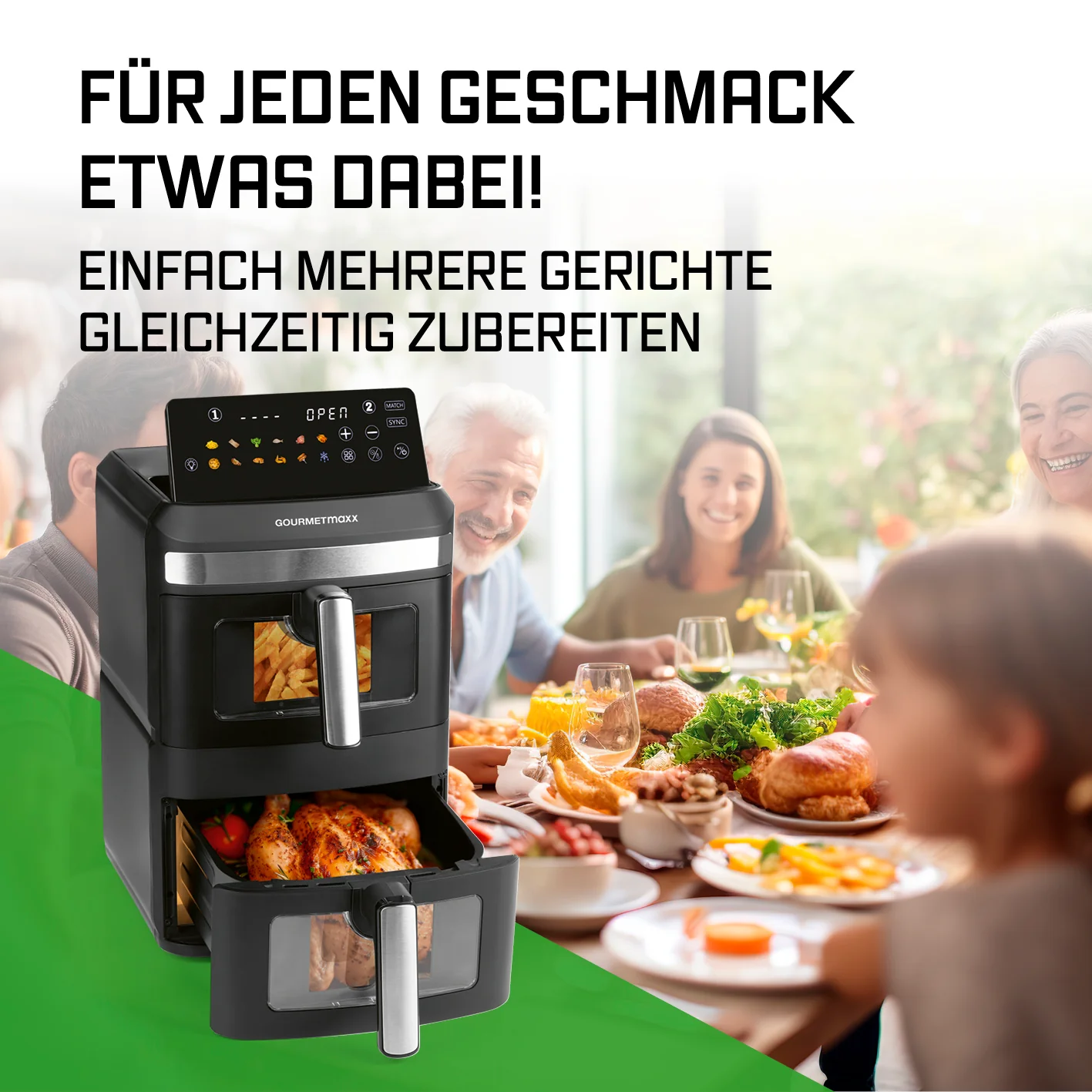FryUp XL Vertikale Doppelkammer-Heißluftfritteuse mit Sichtfenster - 12 L - Image 9