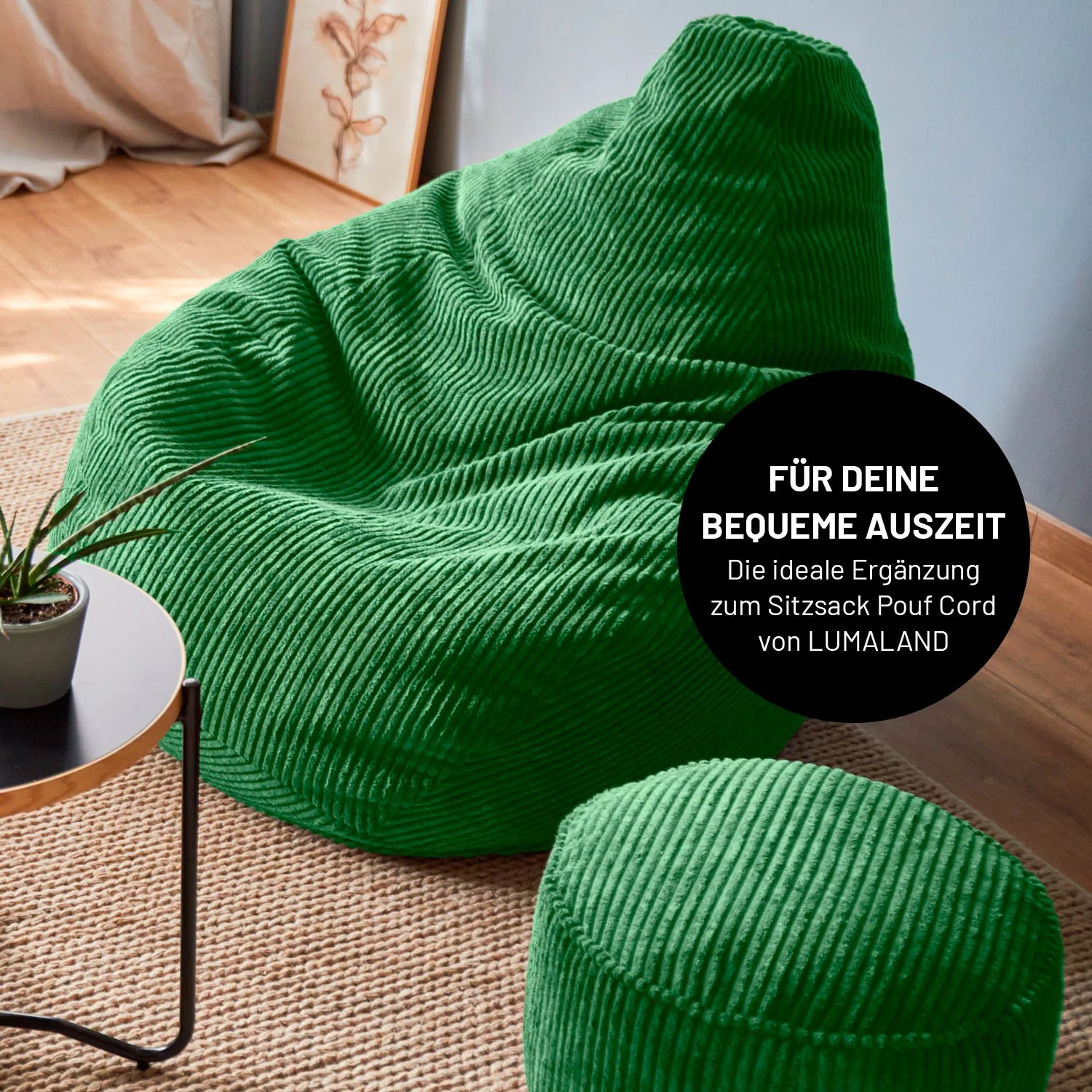 Sitzsack GIANT aus der Cord-Reihe - Dunkelgrün - Image 7
