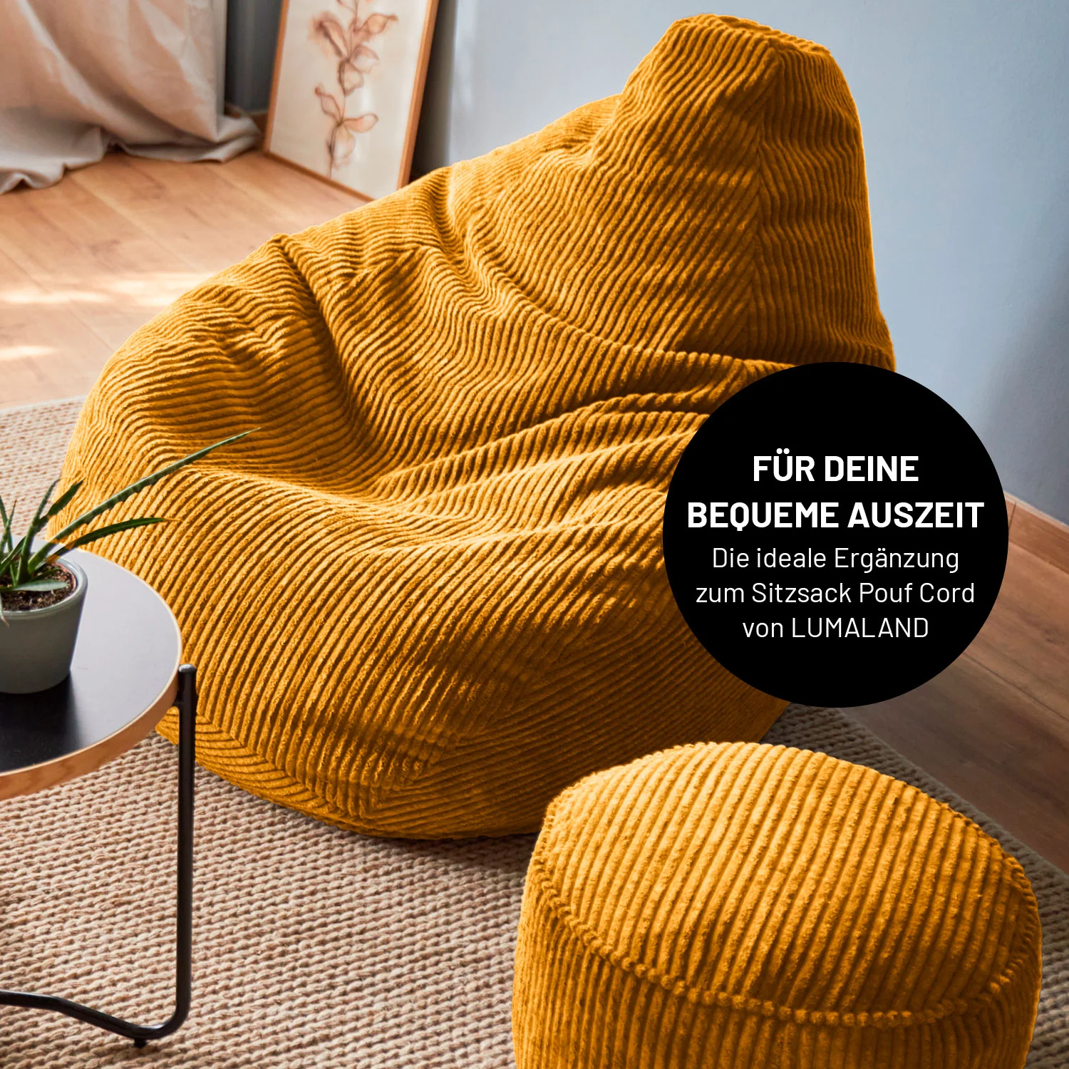 Sitzsack GIANT aus der Cord-Reihe - Senfgelb - Image 7