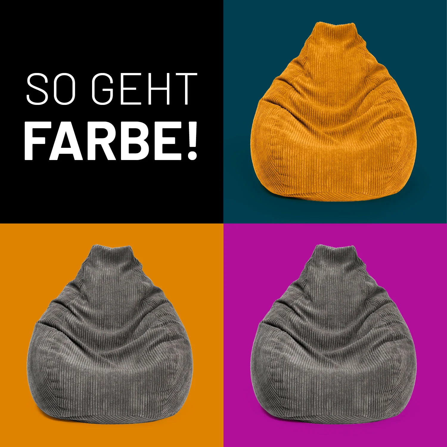 Sitzsack GIANT aus der Cord-Reihe - Senfgelb - Image 8