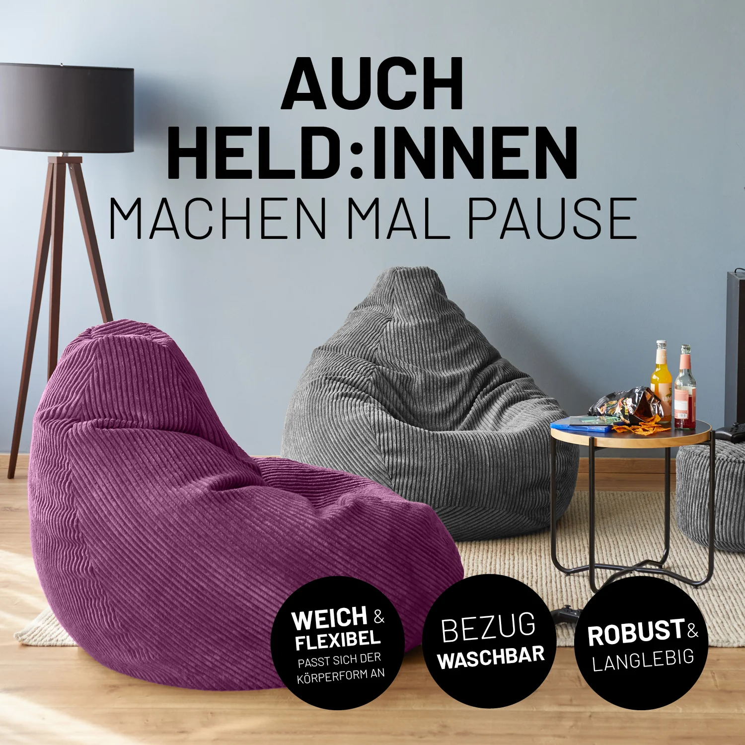 Sitzsack GIANT aus der Cord-Reihe - Weinrot - Image 3