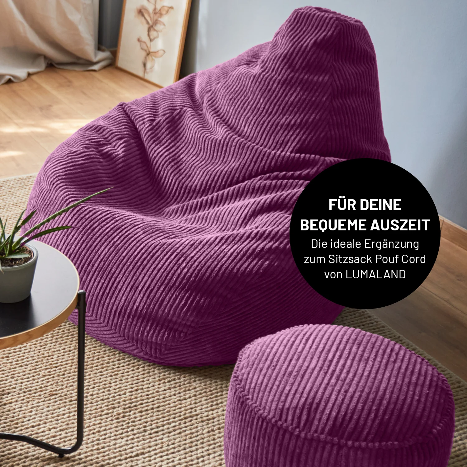 Sitzsack GIANT aus der Cord-Reihe - Weinrot - Image 7