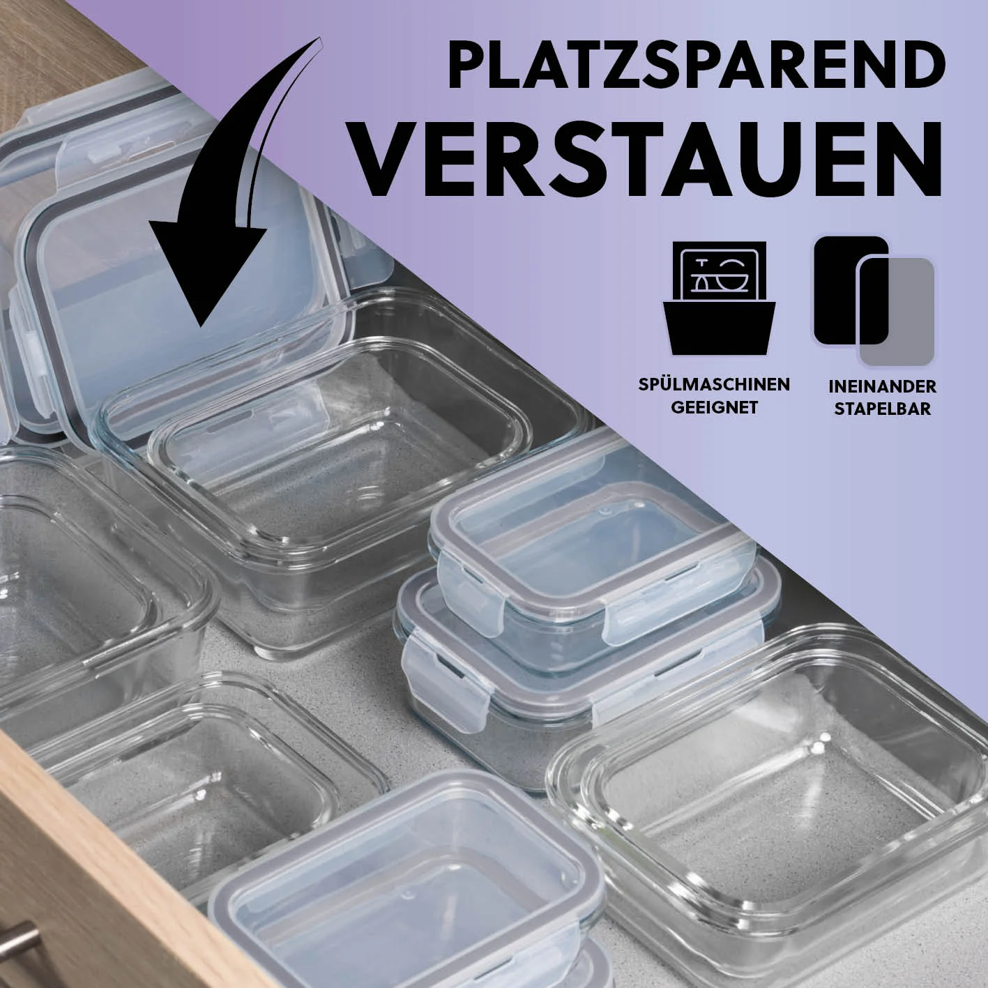 Frischhaltedosen Klick-it, 12-tlg., Grau - Image 8