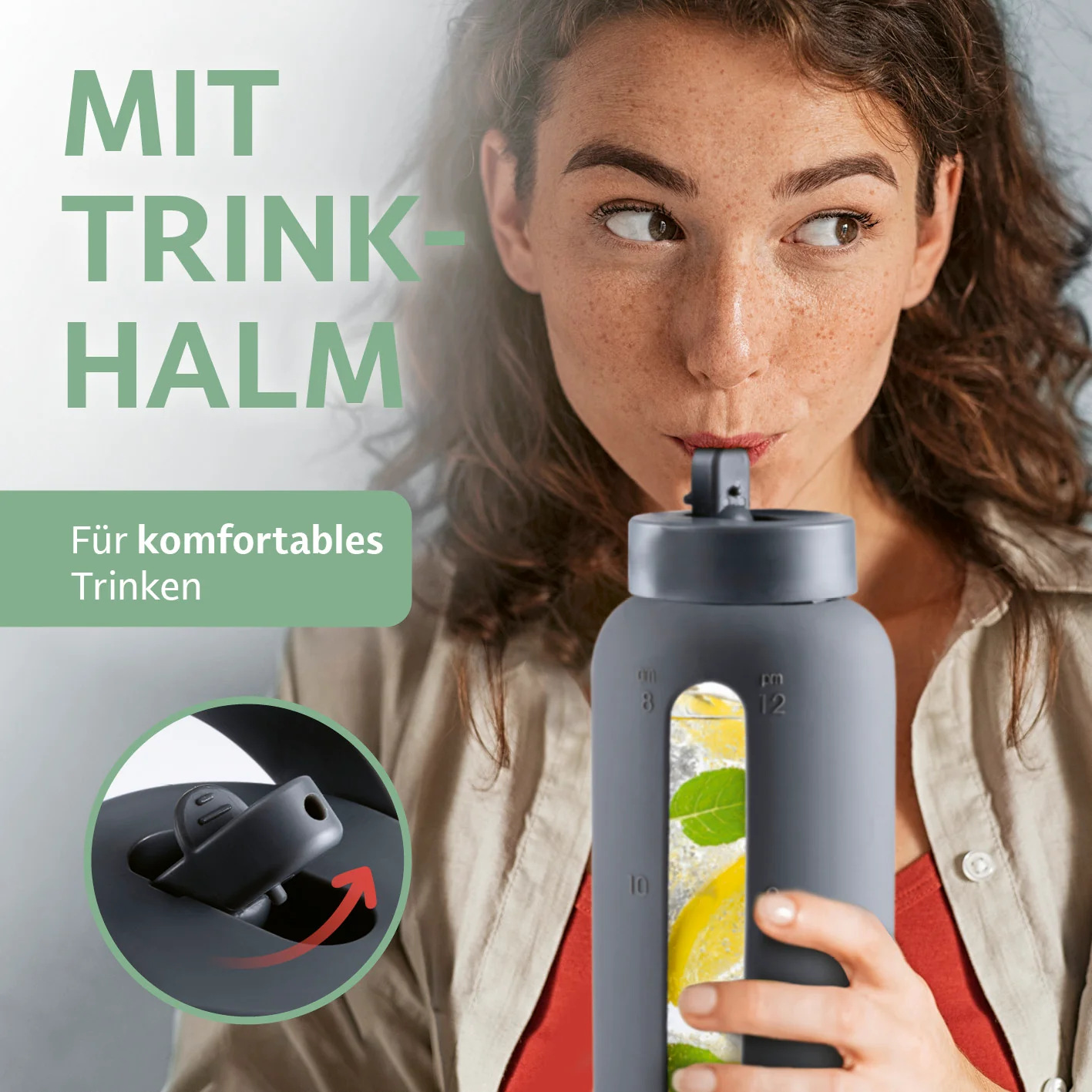 Glas-Trinkflasche – Anthrazit - Image 4