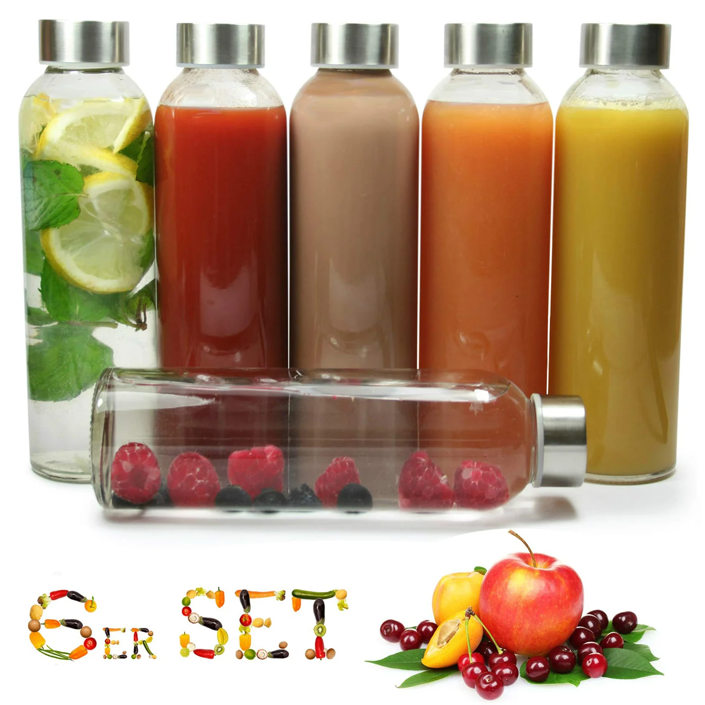 Glasflaschen 500 ml, 6er-Set + Flaschenbürste - Image 2