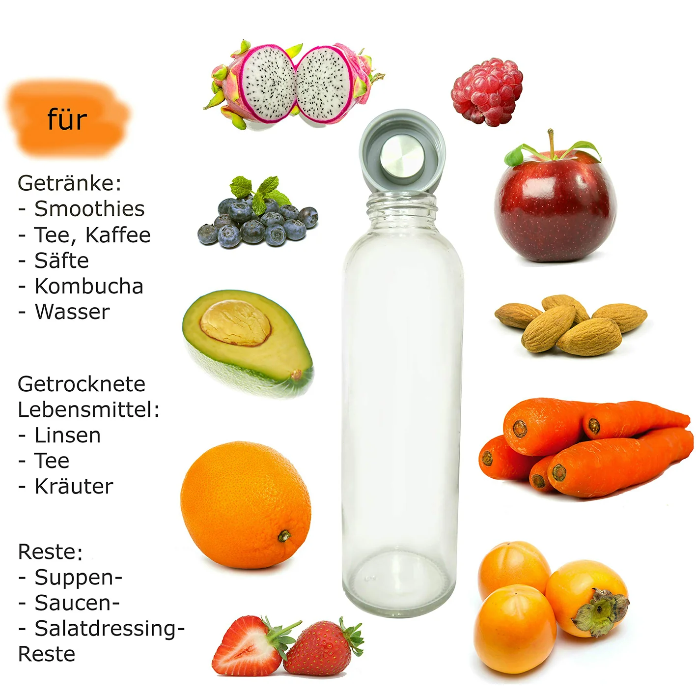 Glasflaschen 500 ml, 6er-Set + Flaschenbürste - Image 7