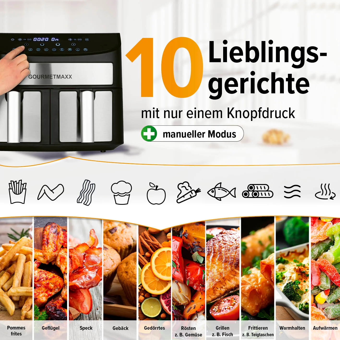 Doppelkammer-Heißluftfritteuse - 2 x 3,5 L - Image 3