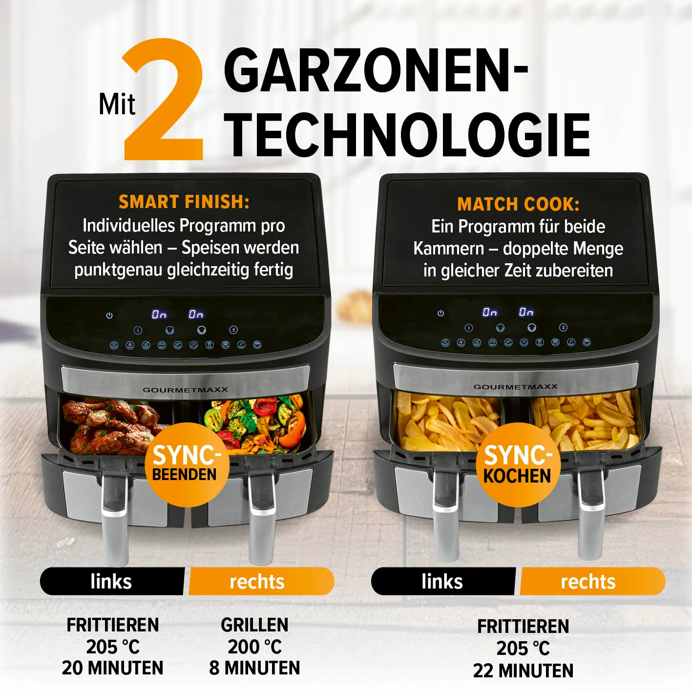 Doppelkammer-Heißluftfritteuse - 2 x 3,5 L - Image 5