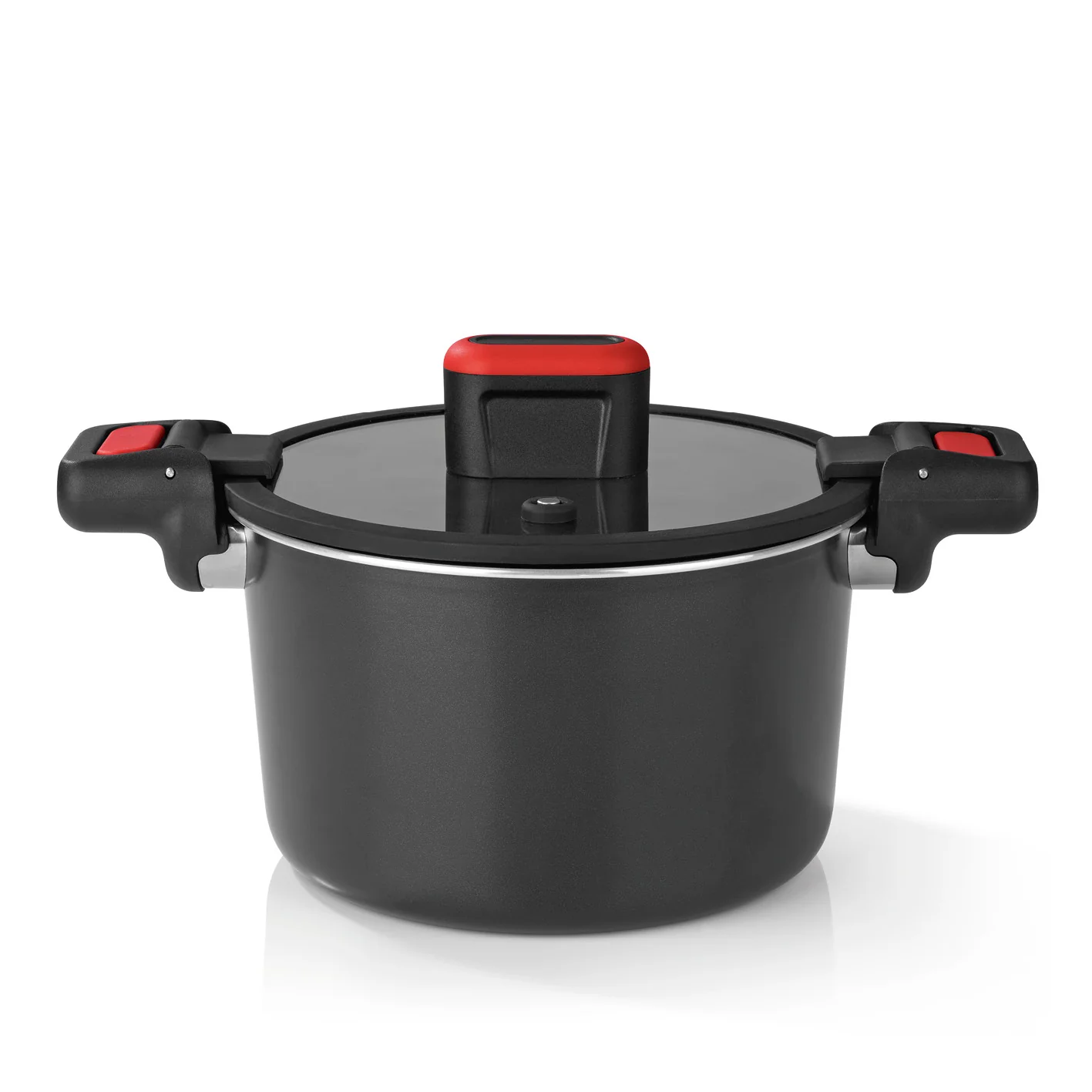 Energiespartopf Aluminium 5,8l - schwarz/rot