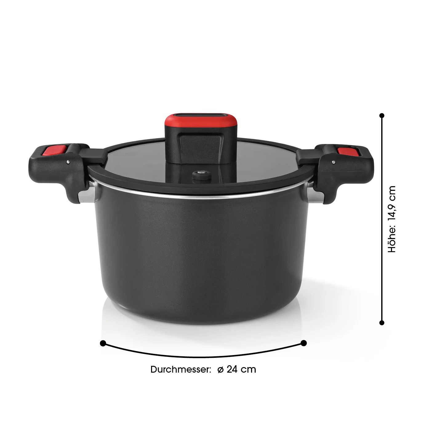 Energiespartopf Aluminium 5,8l - schwarz/rot - Image 6