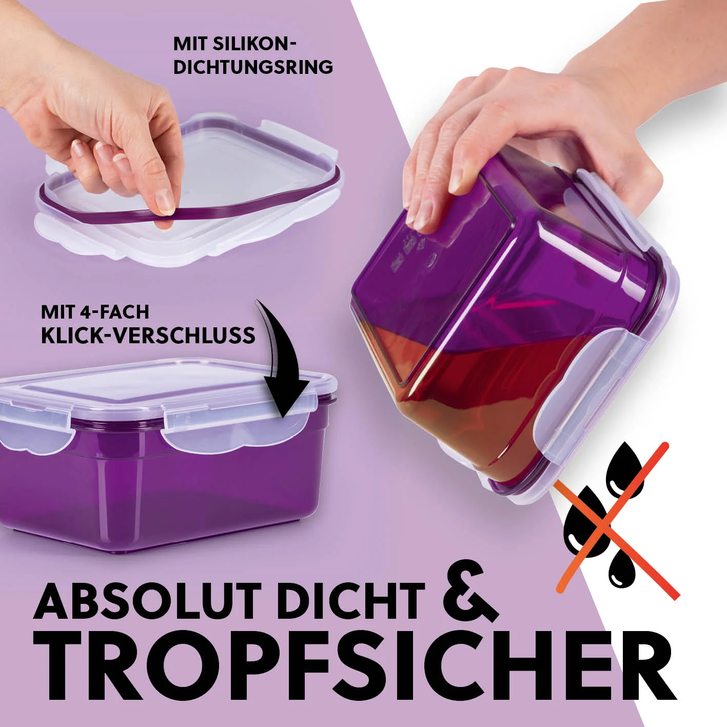 Frischhaltedosen Klick-it, 14-tlg., Lila - Image 4