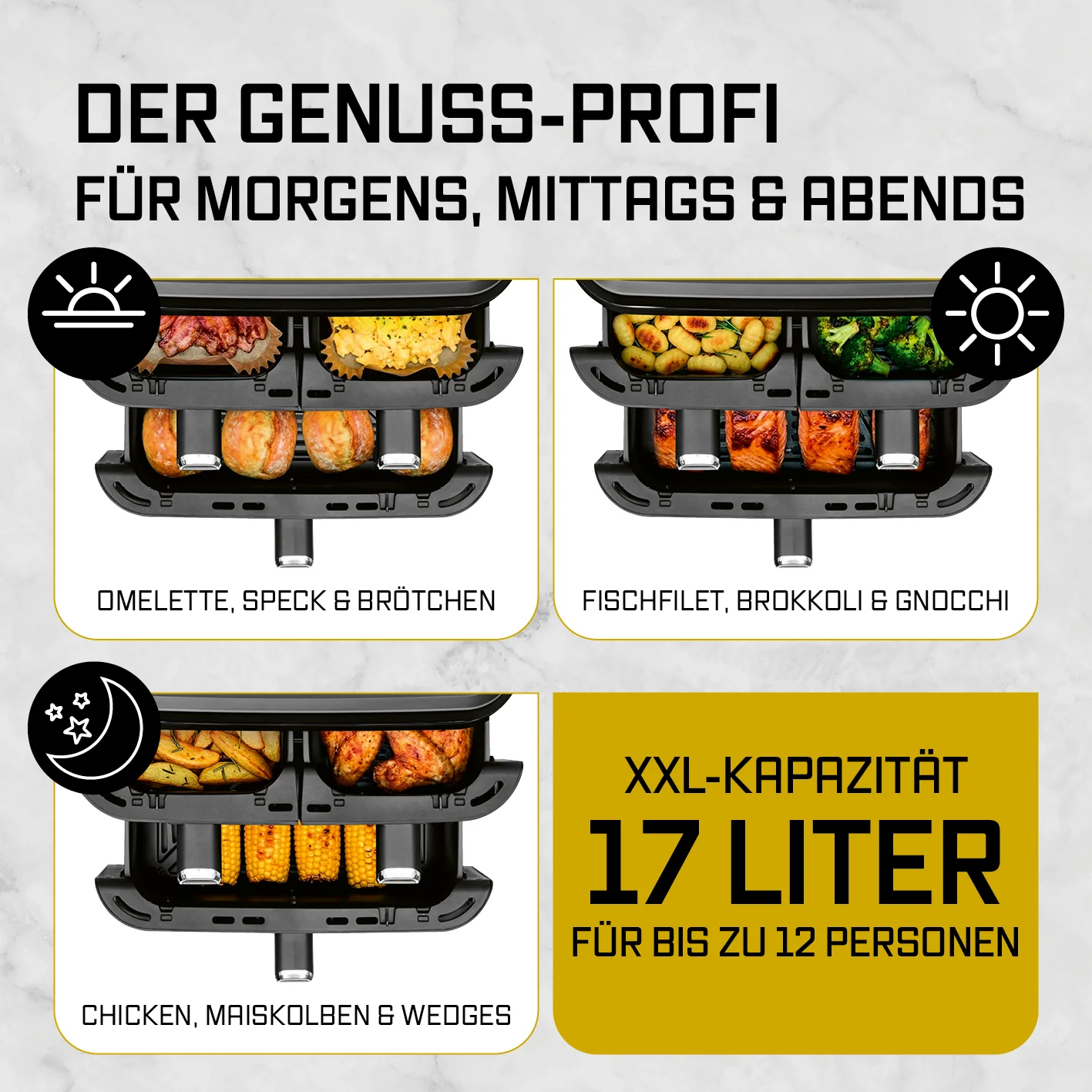 FryUp3 Vertikale 3-Kammer-Heißluftfritteuse mit Sichfenstern - 17 Liter (2 x 4, 1 x 9 l) - Image 7