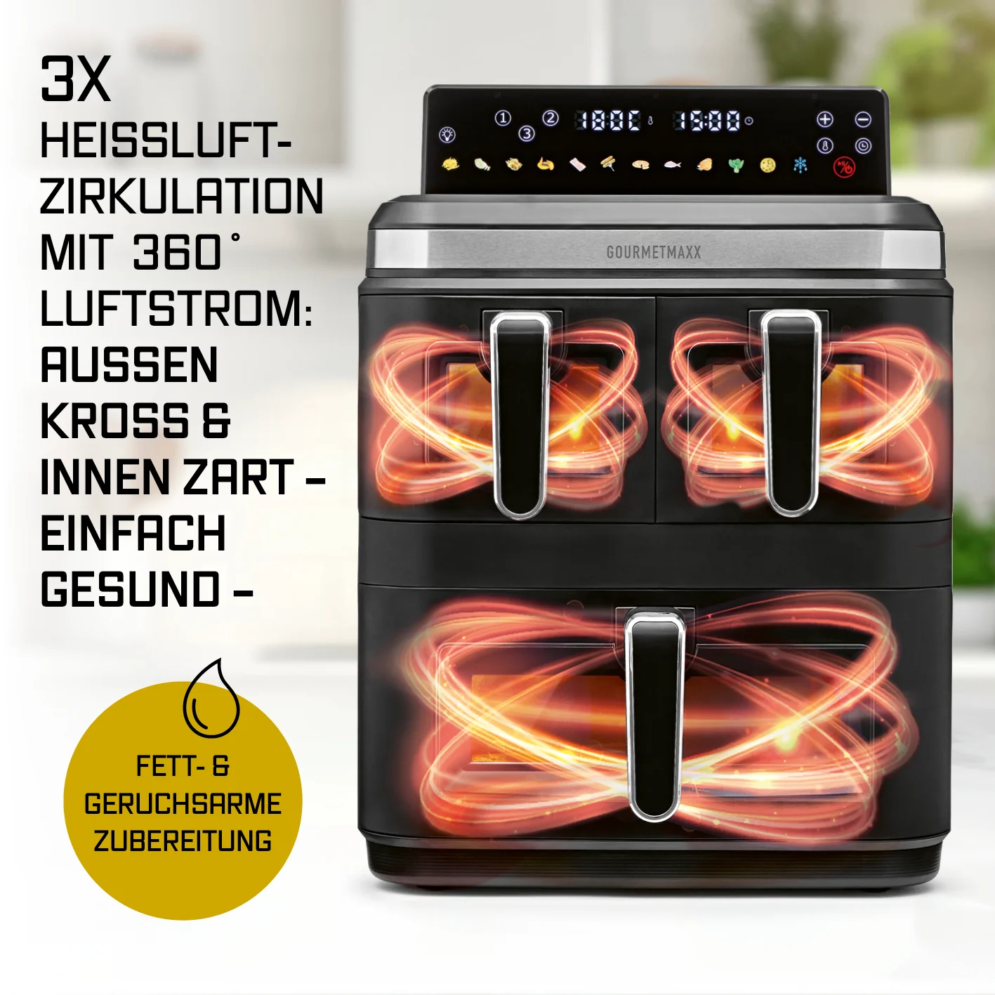 FryUp3 Vertikale 3-Kammer-Heißluftfritteuse mit Sichfenstern - 17 Liter (2 x 4, 1 x 9 l) - Image 8