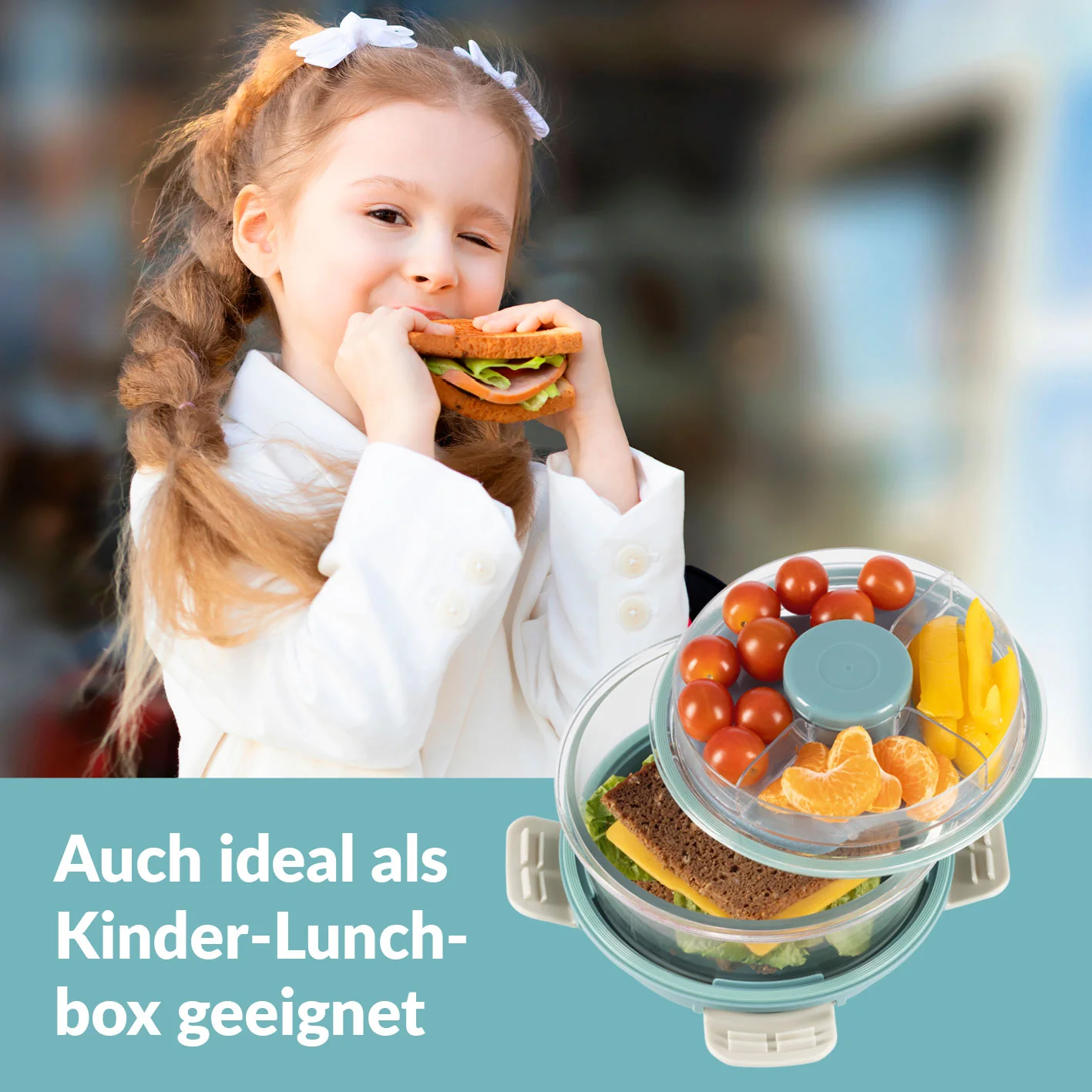 Glas-Lunchbox Klick-it mit integriertem Kühlakku - 950 ml - grau/grün - Image 6