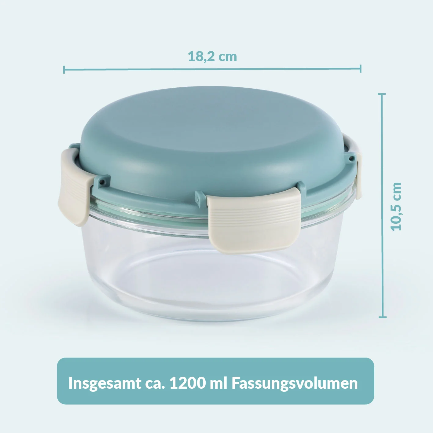 Glas-Lunchbox Klick-it mit integriertem Kühlakku - 950 ml - grau/grün - Image 7