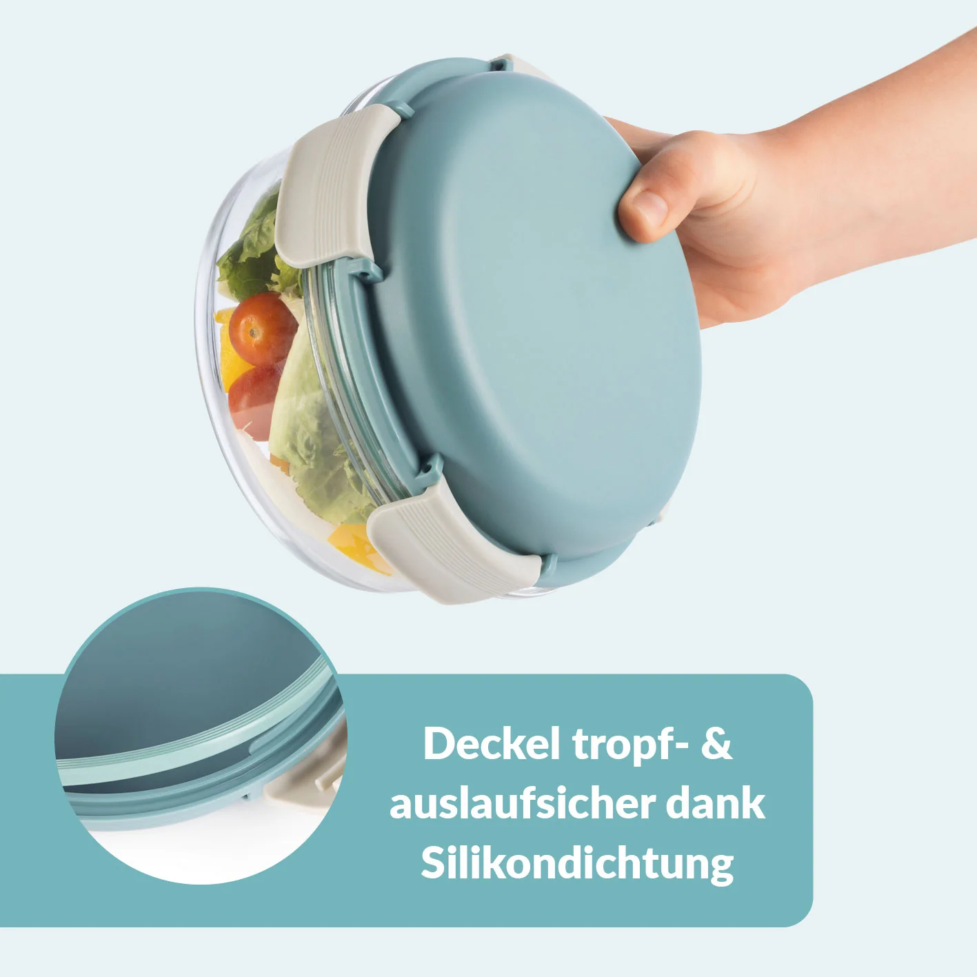Glas-Lunchbox Klick-it mit integriertem Kühlakku - 950 ml - grau/grün - Image 8