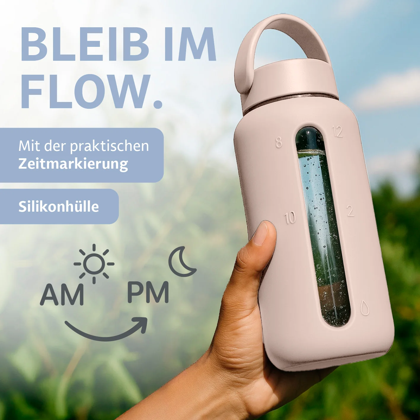 Glas-Trinkflasche – Creme - Image 3