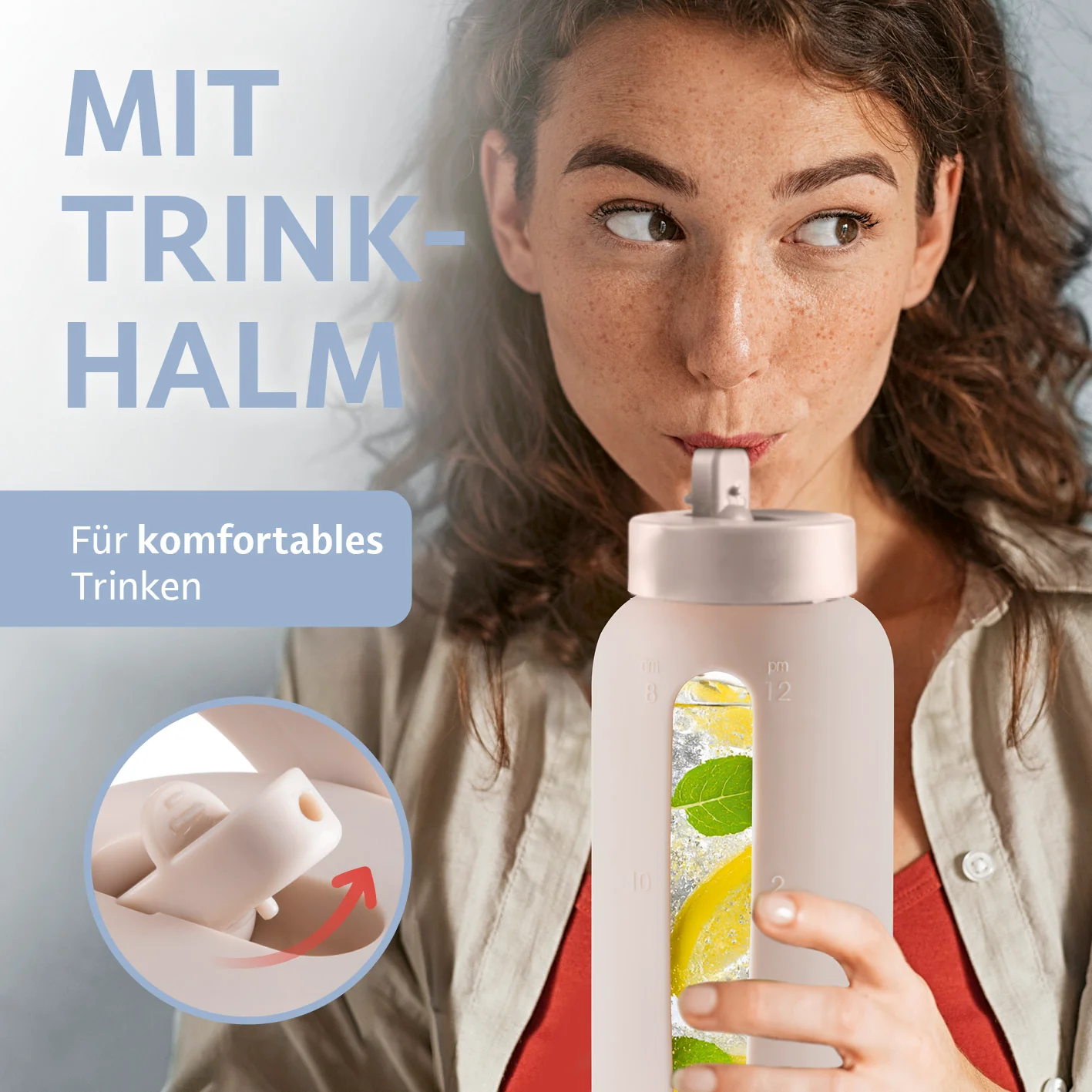 Glas-Trinkflasche – Creme - Image 4