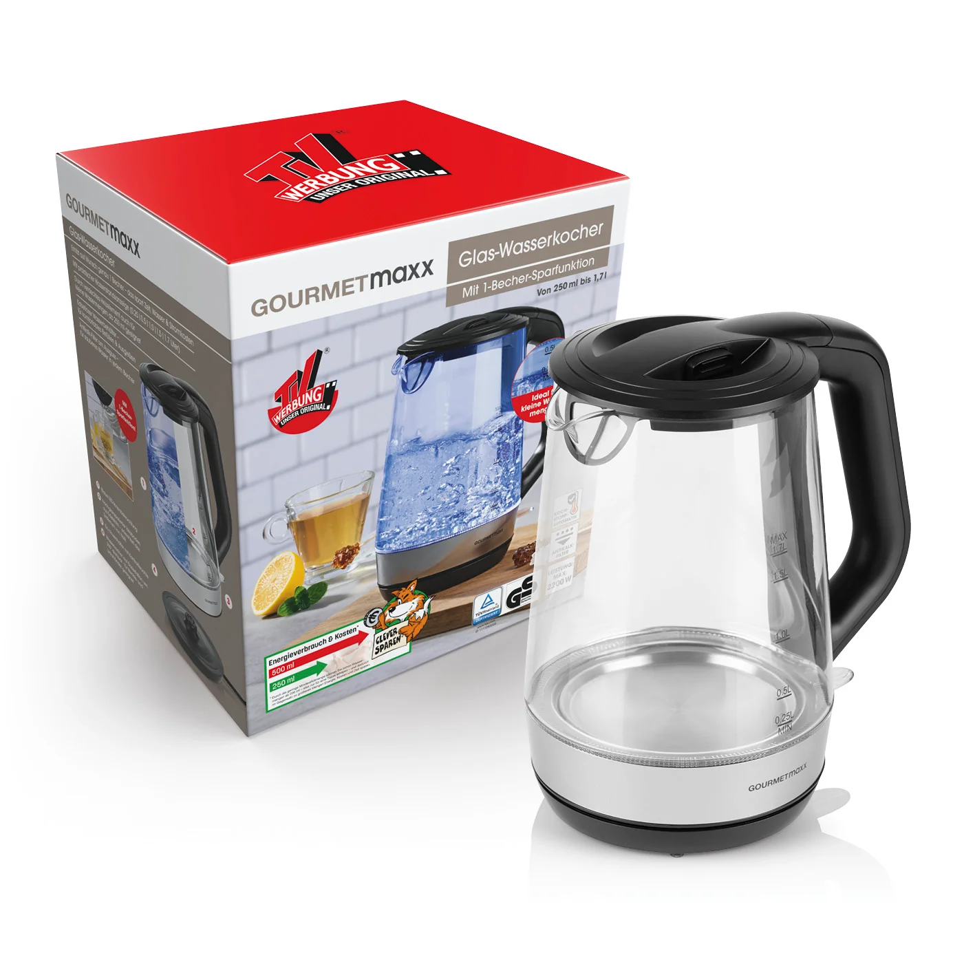 Glas-Wasserkocher - 1,7l (Skala 0,25l) - Image 7