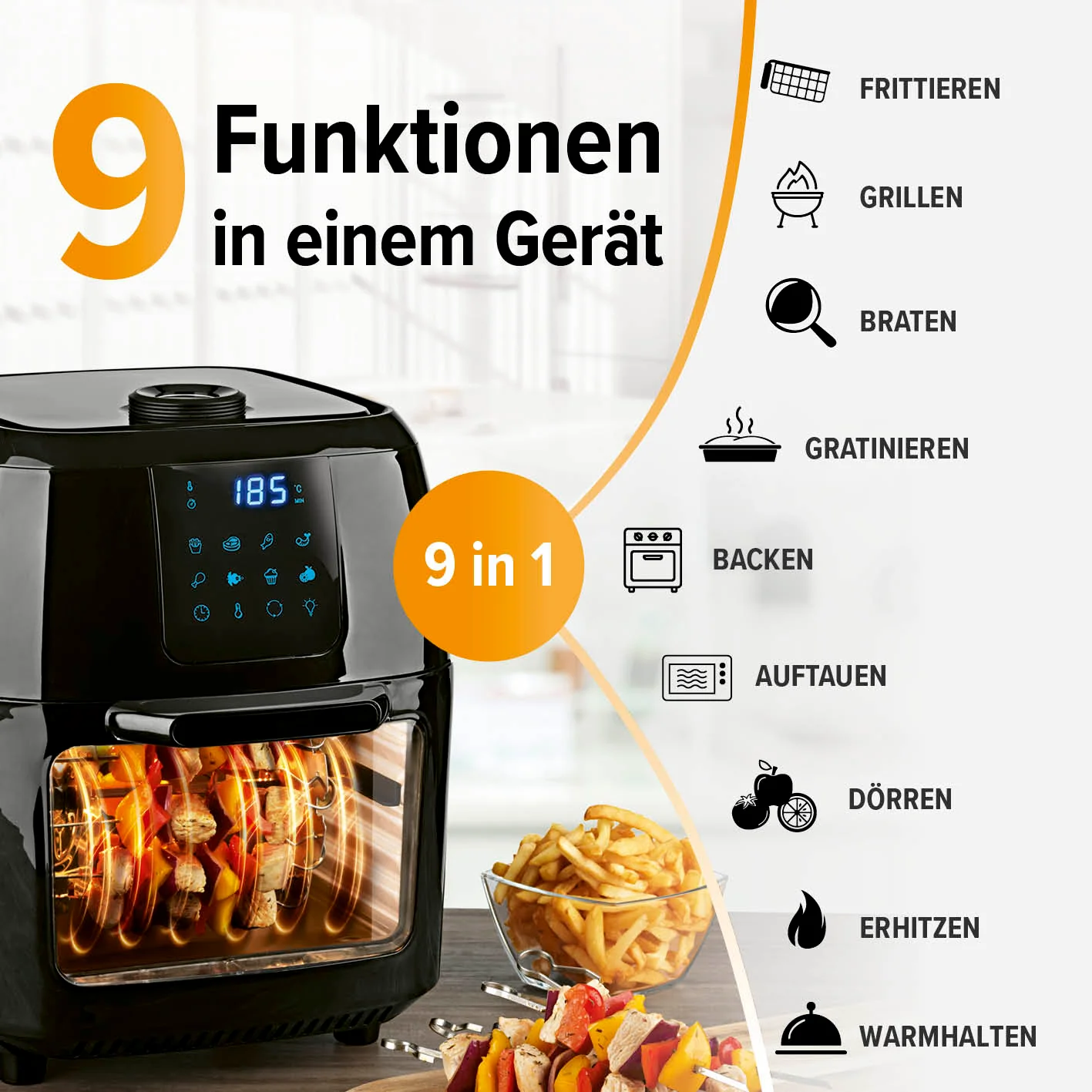 Digitale Heißluftfritteuse - 9 l Ofen - Image 10