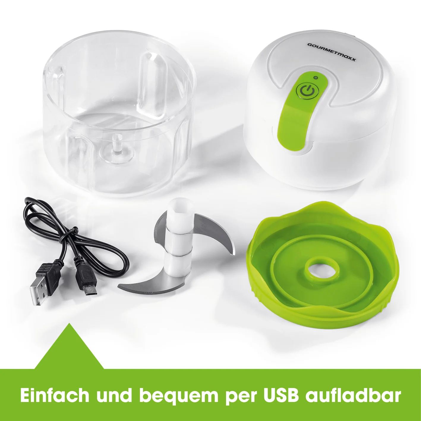 Multi-Zerkleinerer inkl. USB-Kabel - 250 ml - weiß/limegreen - Image 6