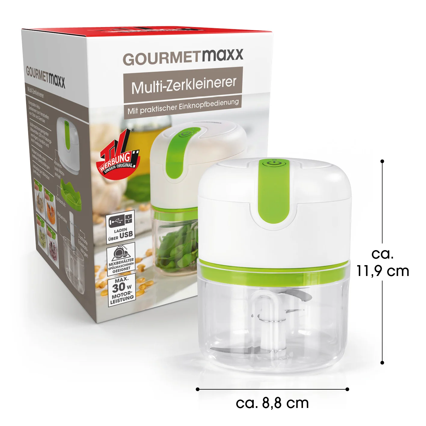 Multi-Zerkleinerer inkl. USB-Kabel - 250 ml - weiß/limegreen - Image 7