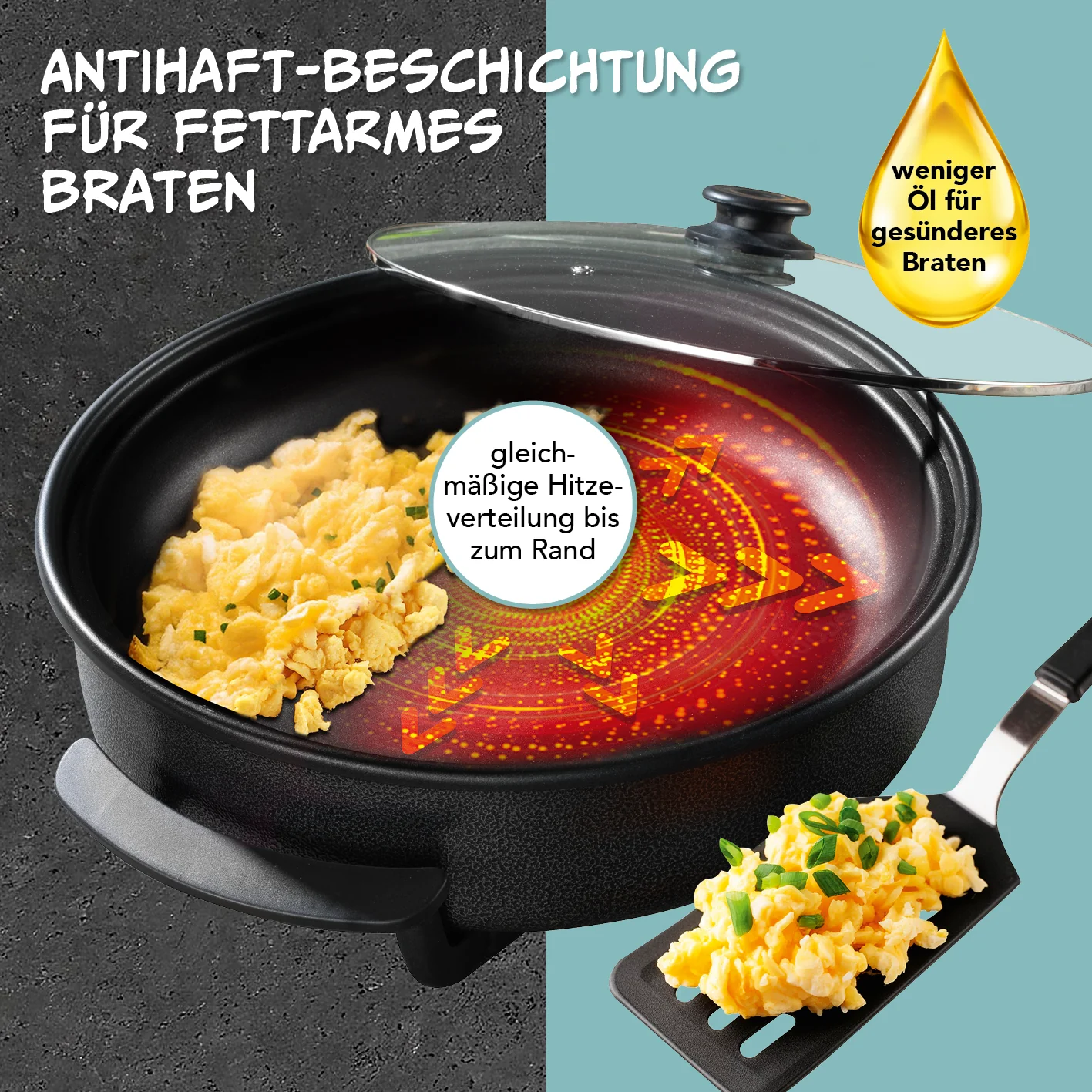 Pizza-Pfanne mit Deckel - Elektrisch 1500W - ⌀ 40 cm - Image 4